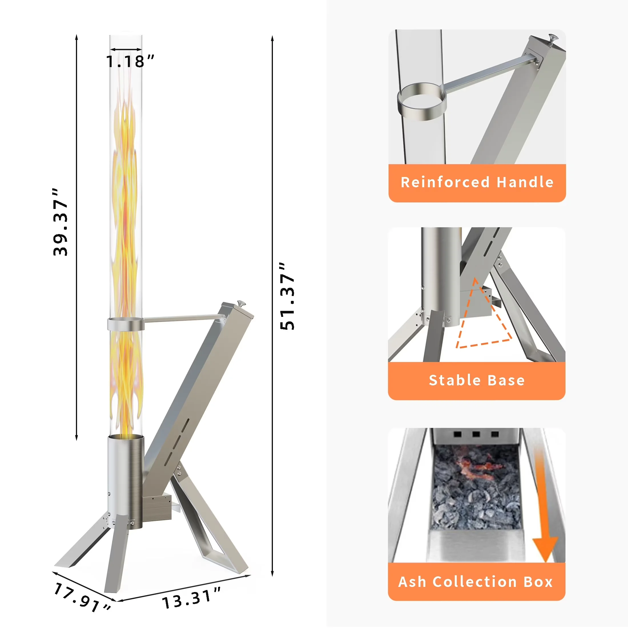 Quality Outdoor Heating with Heat Shield, Portable, Smokeless Patio Pellet Torch Heater for Patio, Camping - Model 737AAC