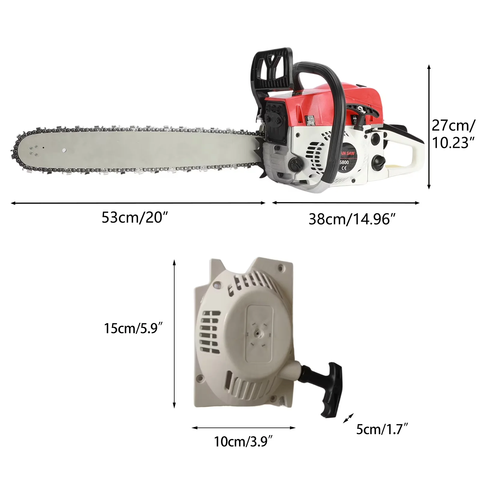 Chainsaw Efficient with Automatic Chain Oiler, Gas 20'' 2-Stroke 58CC Cordless Handheld - Red Model 7FBC48