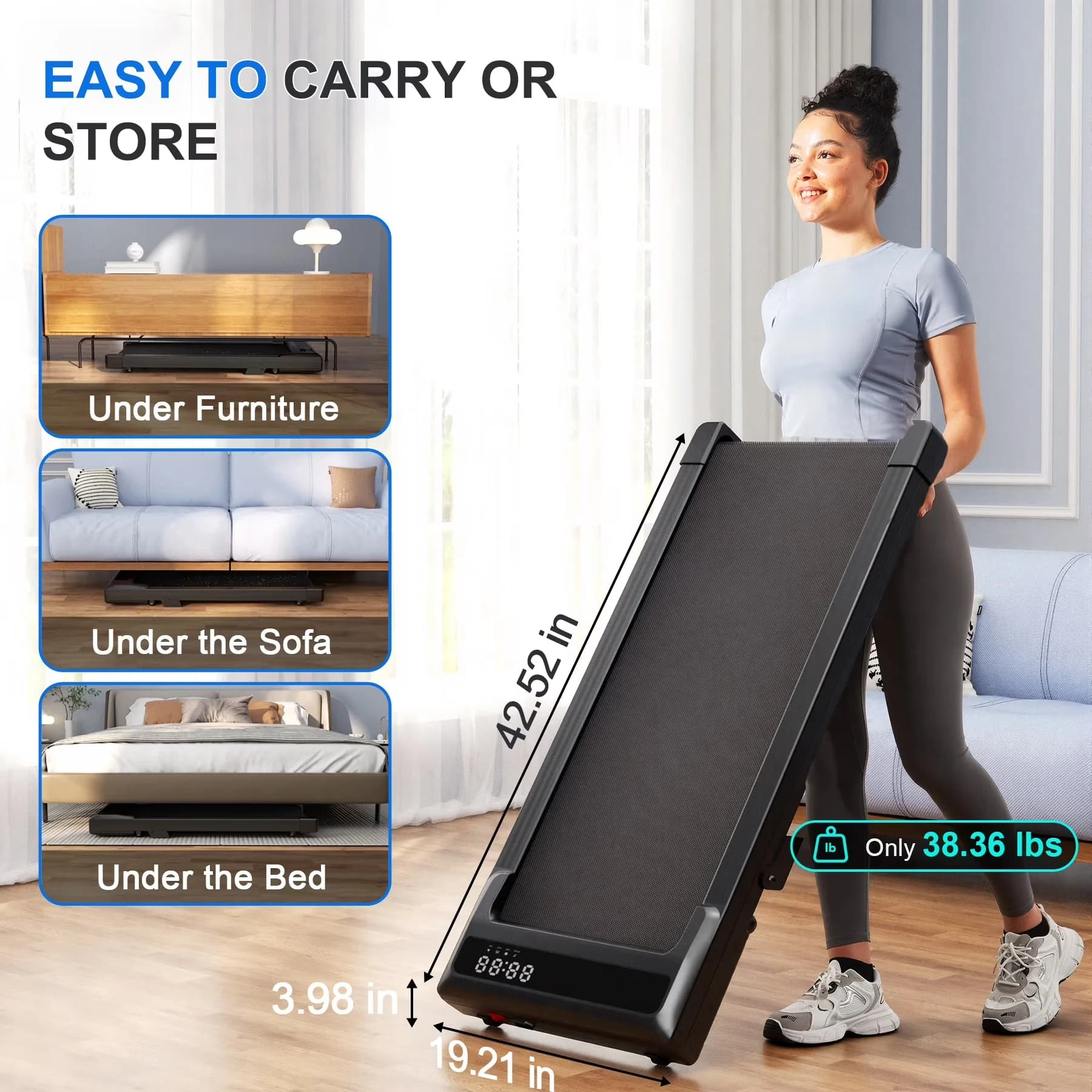 Sleek Home Gym with Bluetooth Compatible, Digital Display, Easy Transport - Black for Home, Office Model 7C5A29