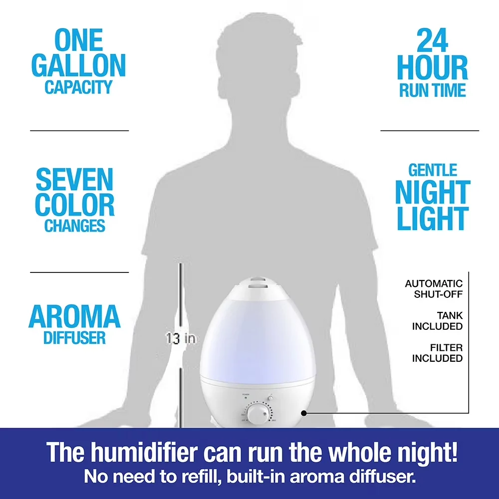 Sleek Humidifier with Oil Diffuser, Water Level Indicator, Automatic Shut-Off - White Model D67C53