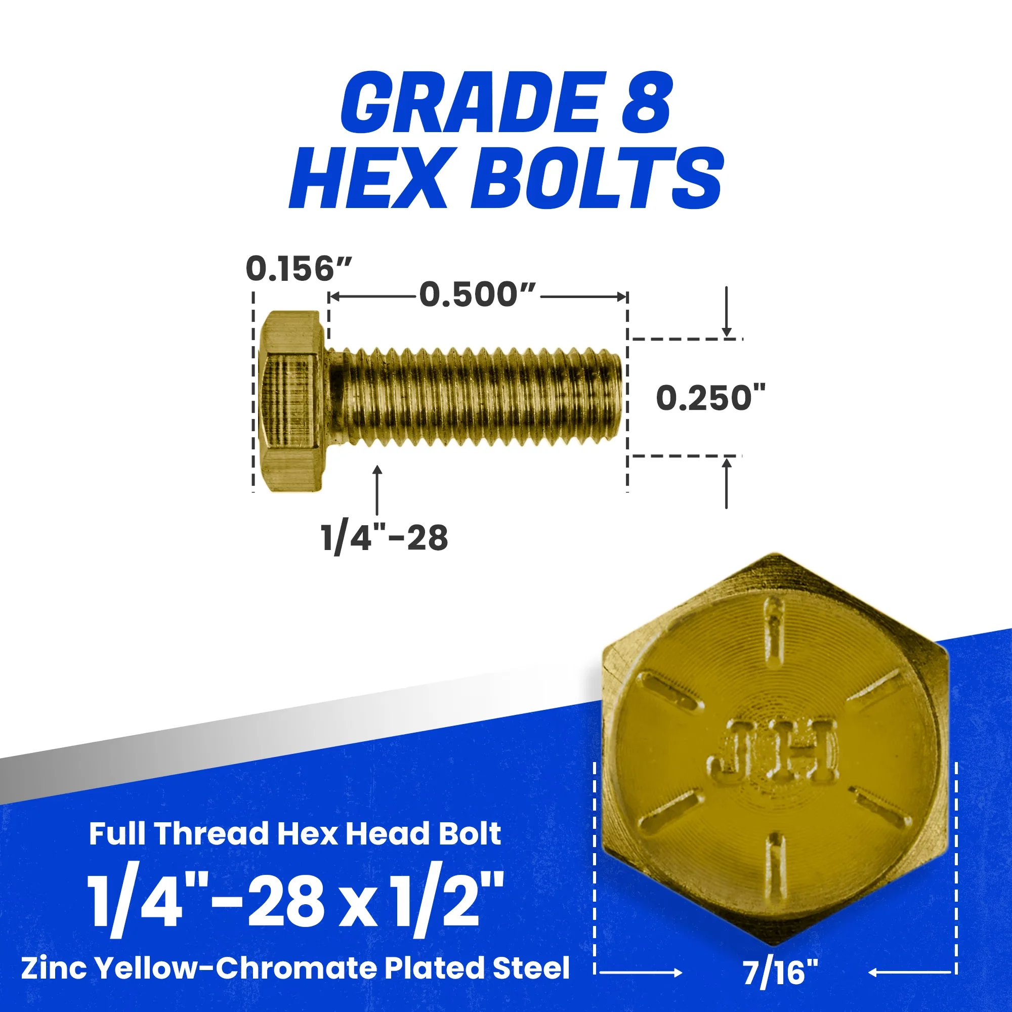 Fastener Sleek with Rust Resistant, Heavy-Duty Fasteners, Fully Threaded - Yellow Stainless Steel Model E841C3