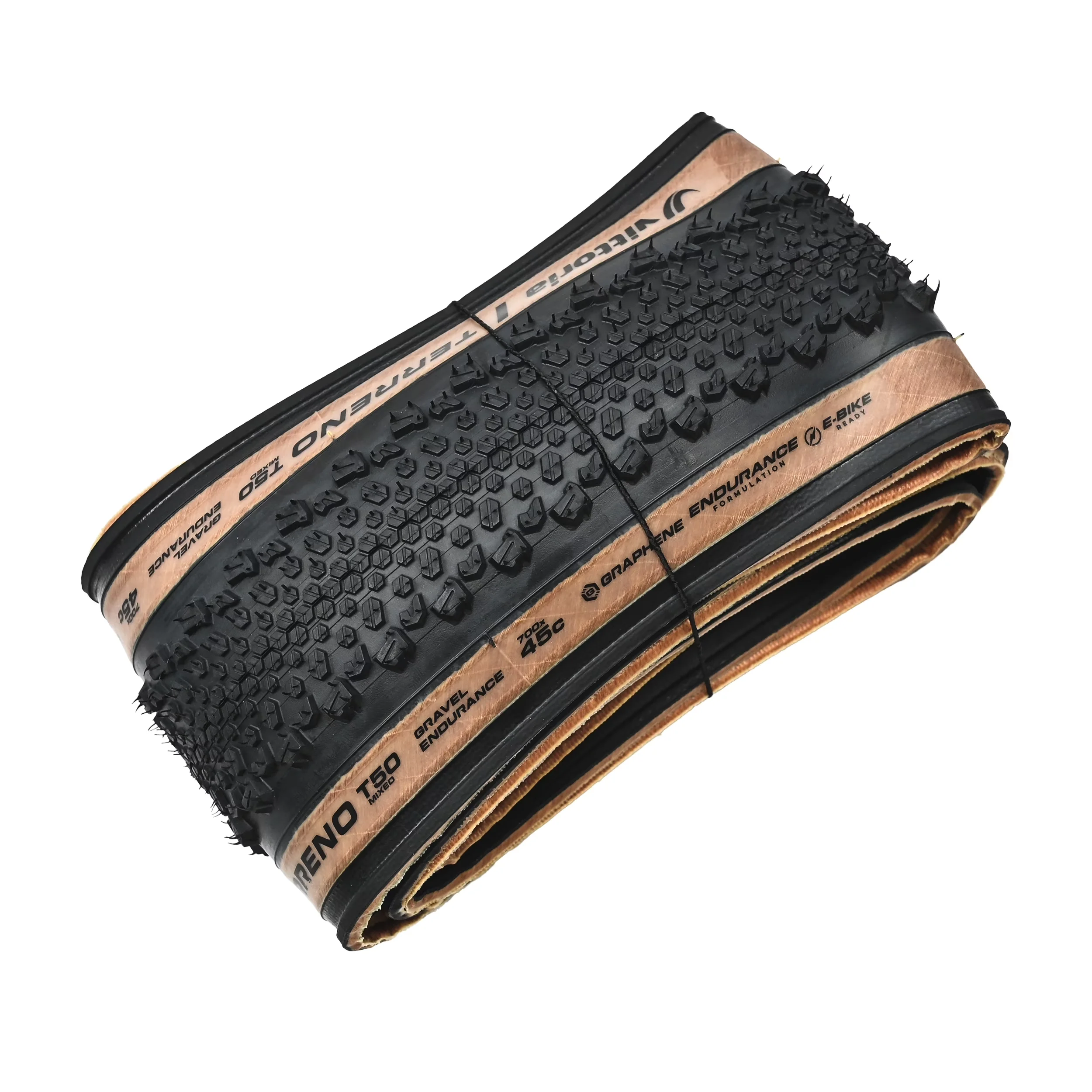 Premium Motorcycle Tire with - Color: Brown (as pic. shown), - Hooklessless, - Model: Terreno T50 - Brown Model BFCDDE