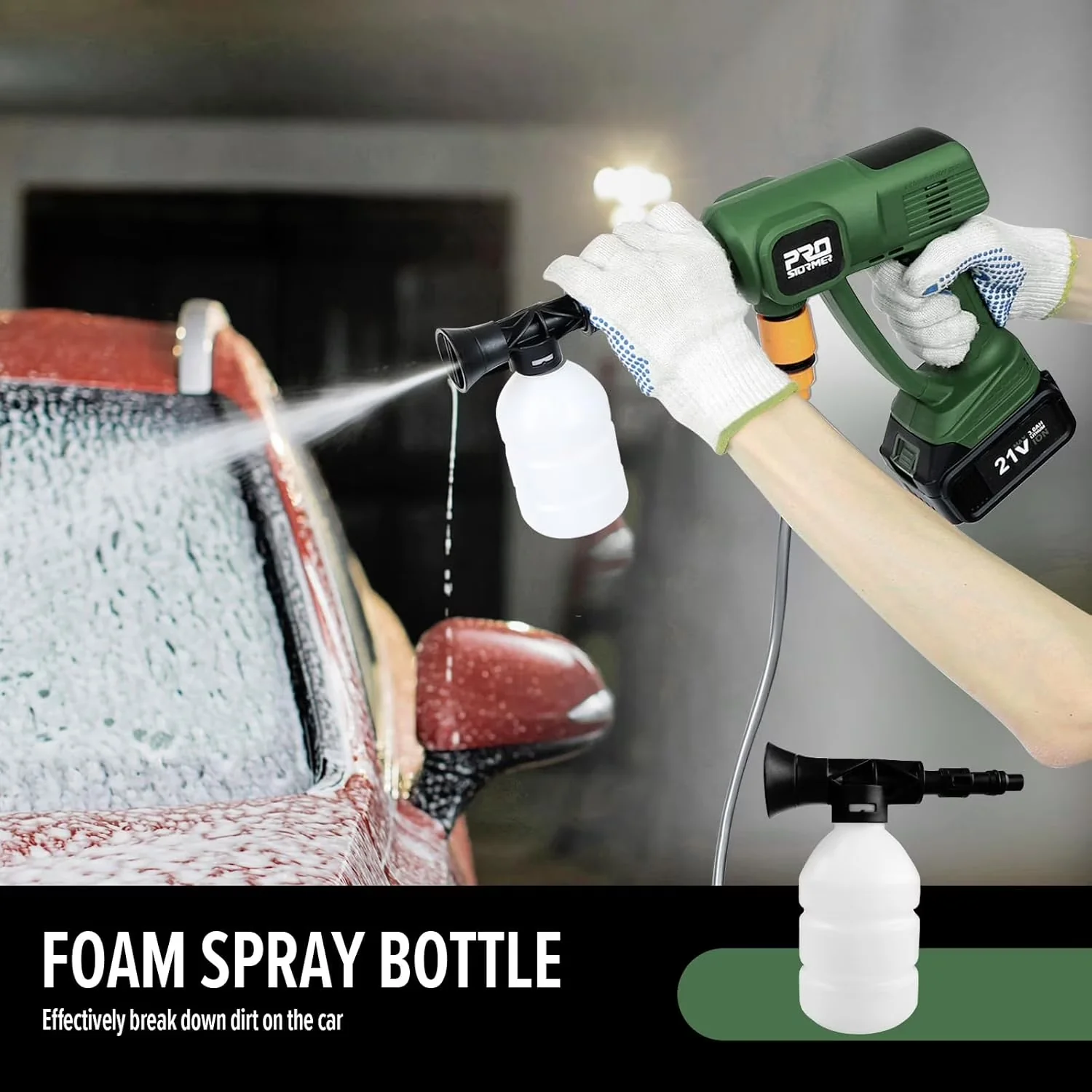 Compact Pressure Washer with Battery, Quick Connect Tips for Car, Home - Model 7FC6C3