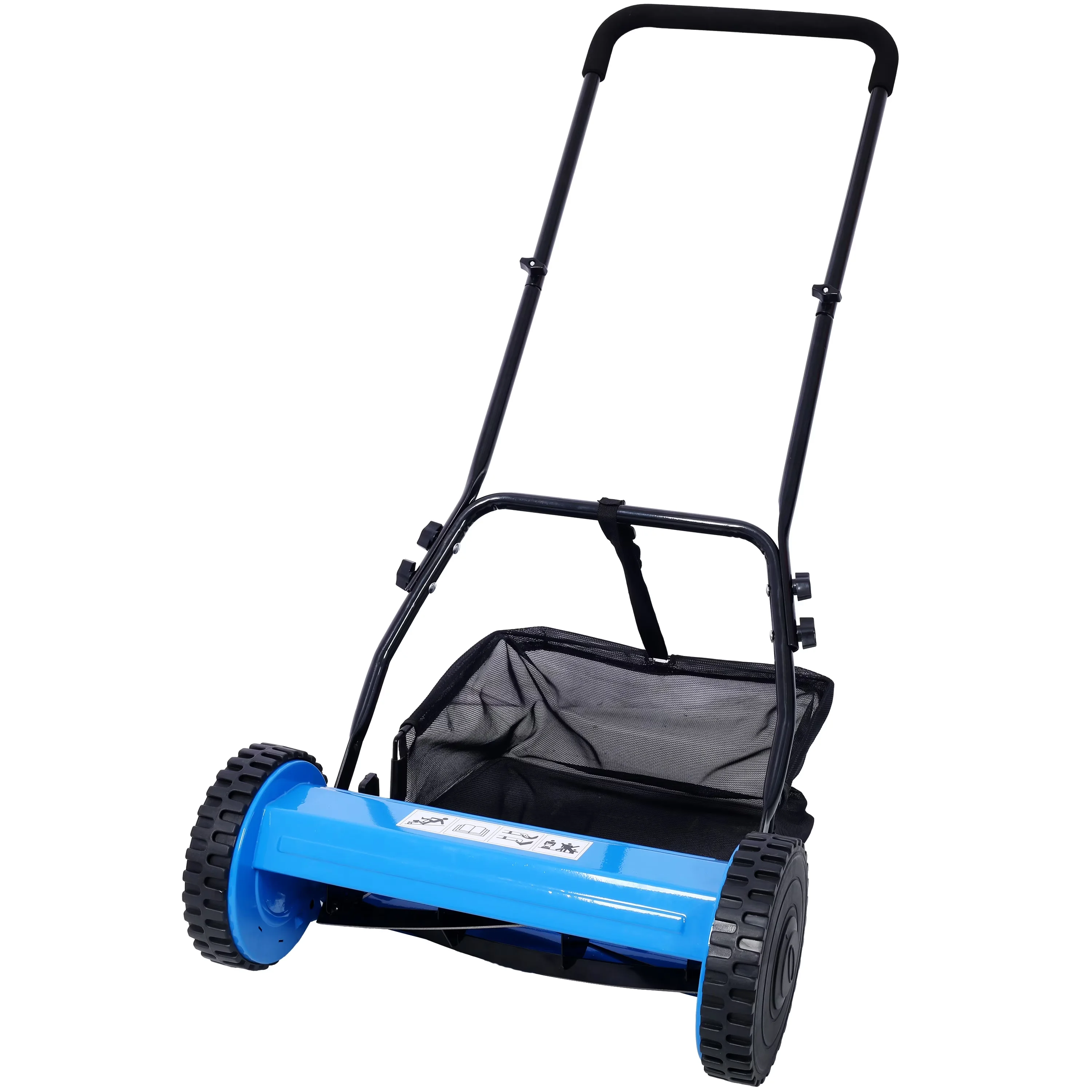 Sleek Push Mower with Adjustable, Grass Catcher, Eco-Friendly Reel & Grass Cutter - Blue for Garden Model 4C258C