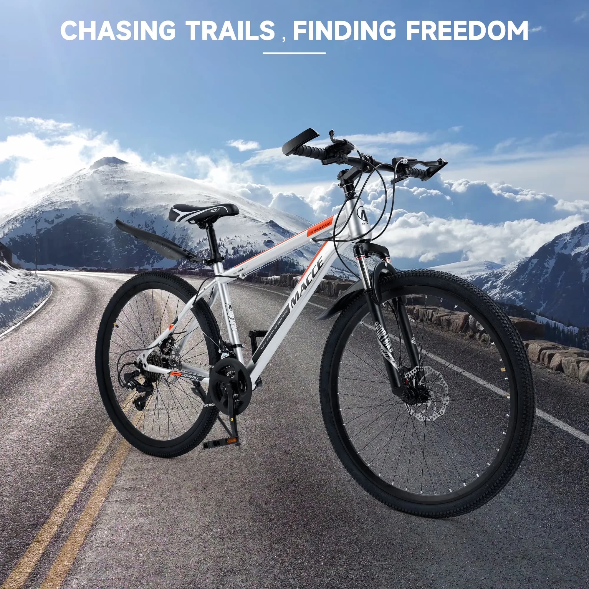 Professional Mountain Bike with Adjustable Seat Height, Adjustable Speed, Fashionable advanced suspension fork - Orange Model 08C80C