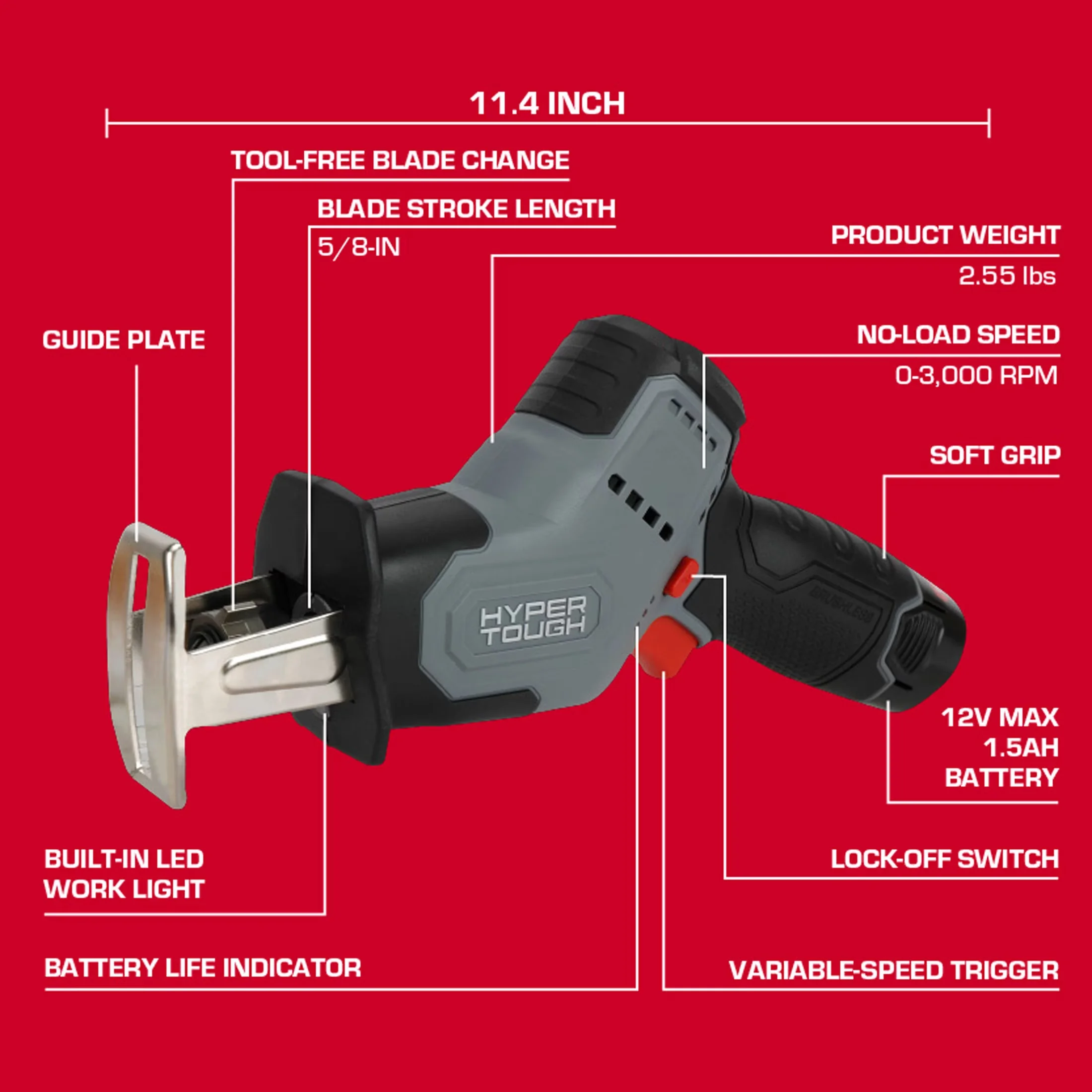 Durable Power Tool with Battery, 12V, Lightweight - Compact and Portable Model A56BCF