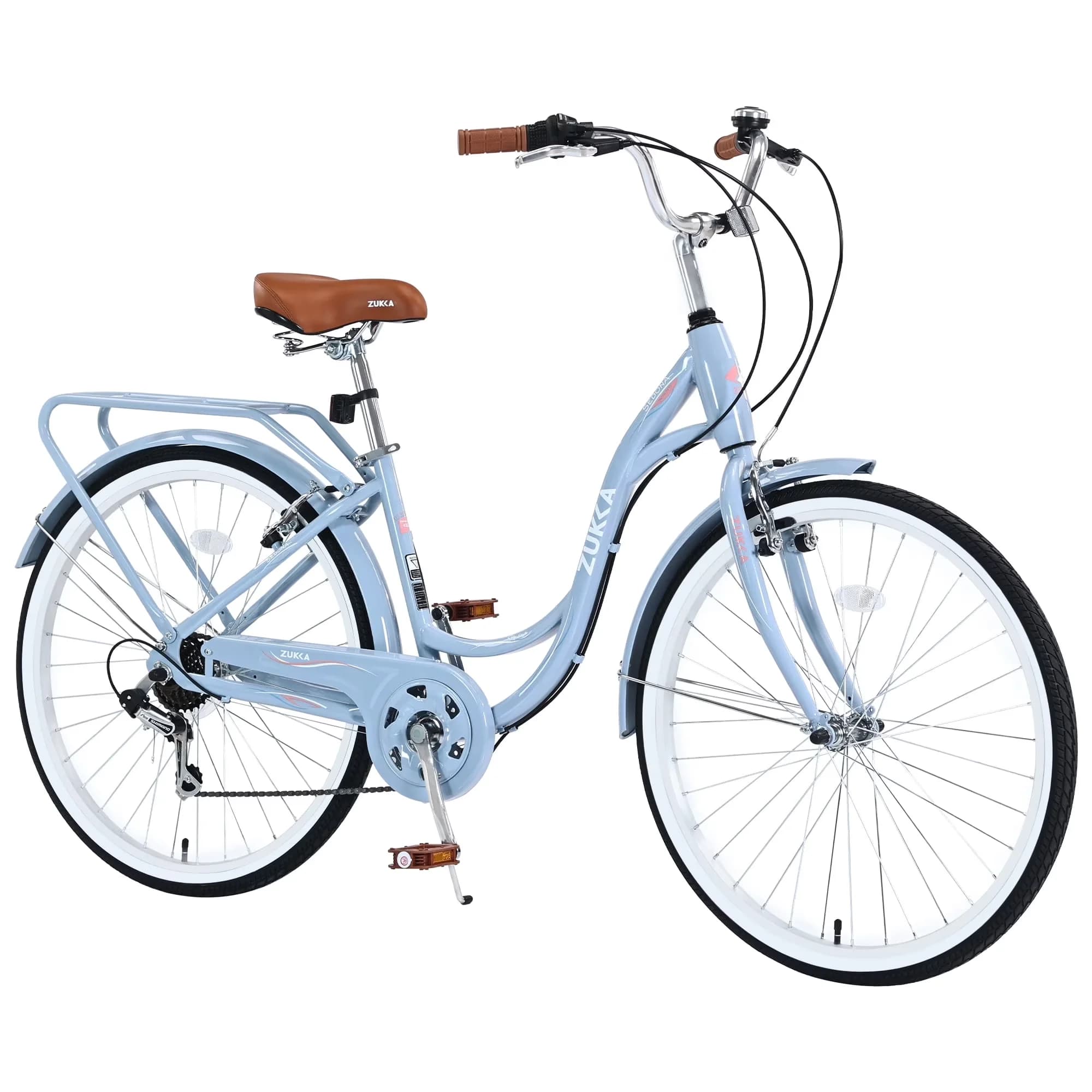 Modern Cruiser Bike with Adjustable Seat, Blue, 24-Inch Ladies Bicycle - Blue Model F38172