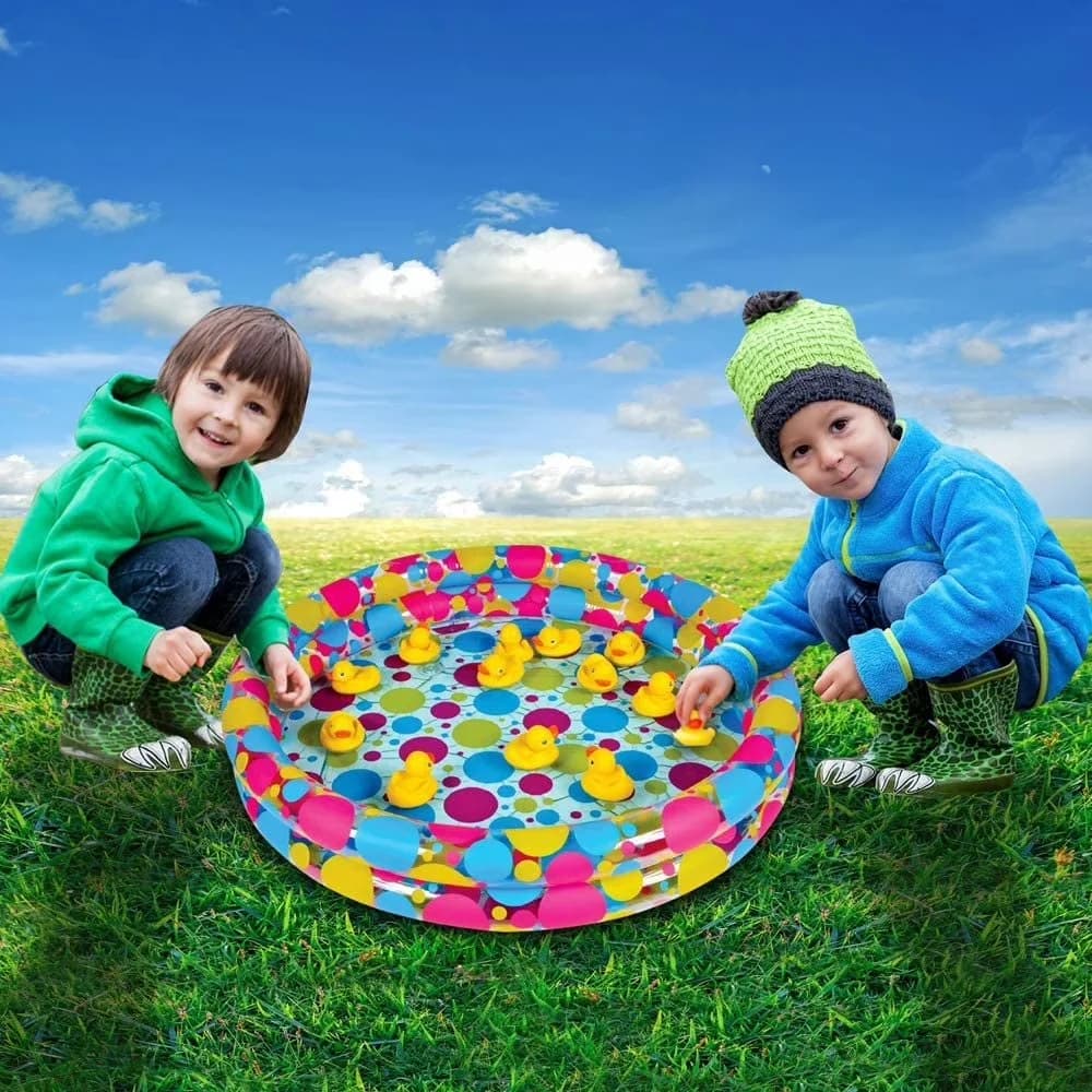 Professional Inflatable Pool with Round Swimming Duck Pond, Kids Outdoor Water Play Splash Basin, Garden Yard Toy - Multi-Color for Party Model 460EA7