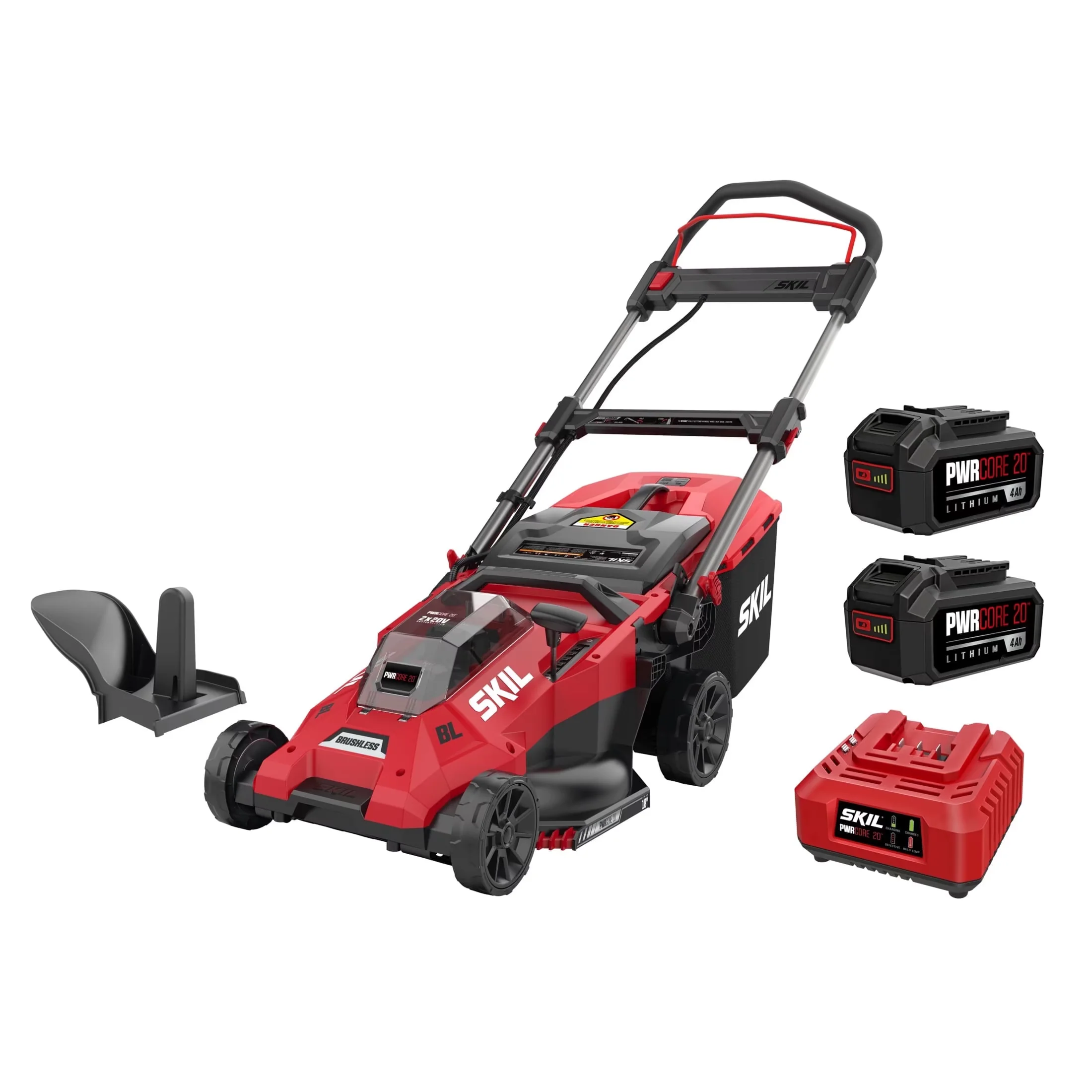 Push Mower Reliable with Battery, 20V, PWR CORE 20V 18-Inch Cordless Lawn - Red Model E73B79