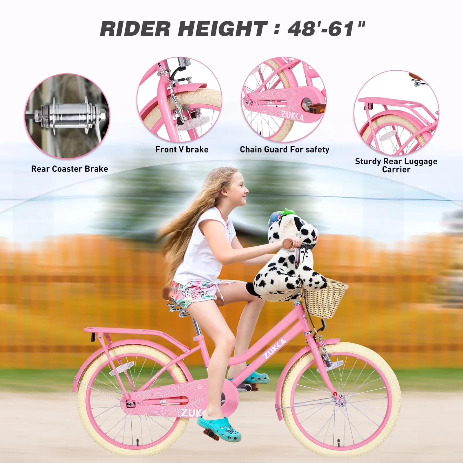 Versatile Cruiser Bike with Adjustable Seat, Adjustable Seat Height, Lightweight - Pink Model F963F6