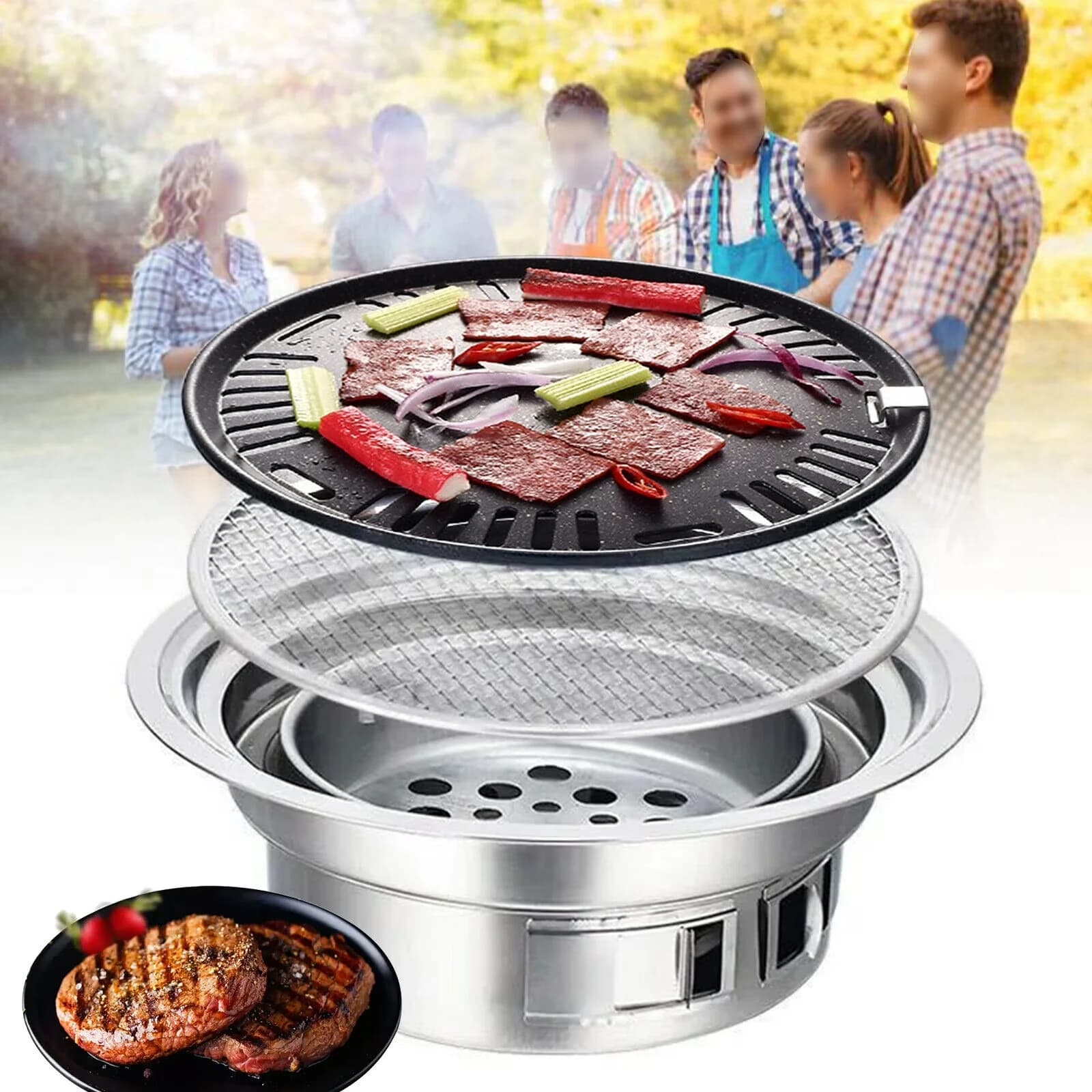 Professional Flat Top Grill with Portable, Portable Table - Multicolors Stainless Steel Model 8E3695
