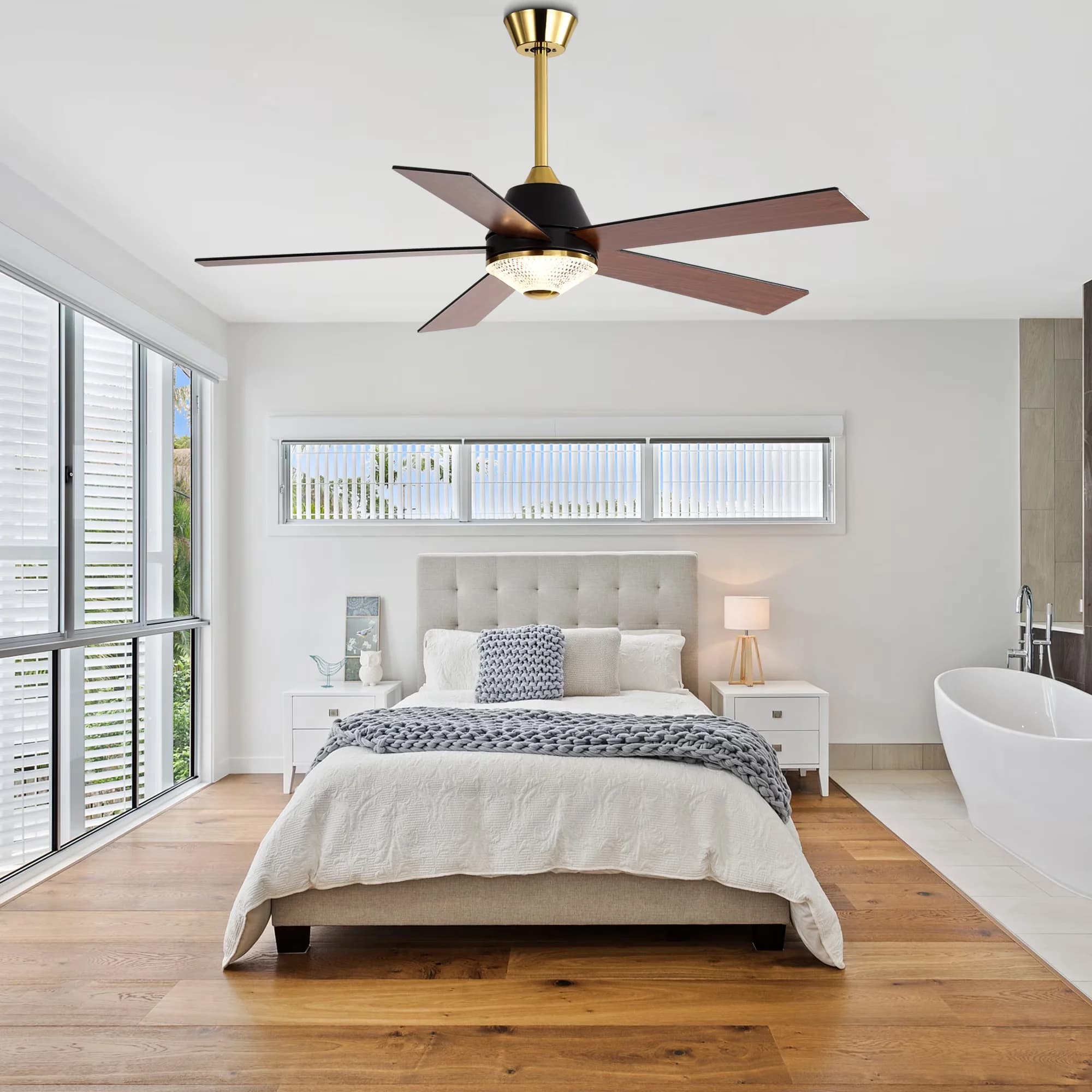 Ceiling Fan Stylish with Modern, Remote Controlled, 52" Modern Black 6-Speed Reversible - Black Model F824F1