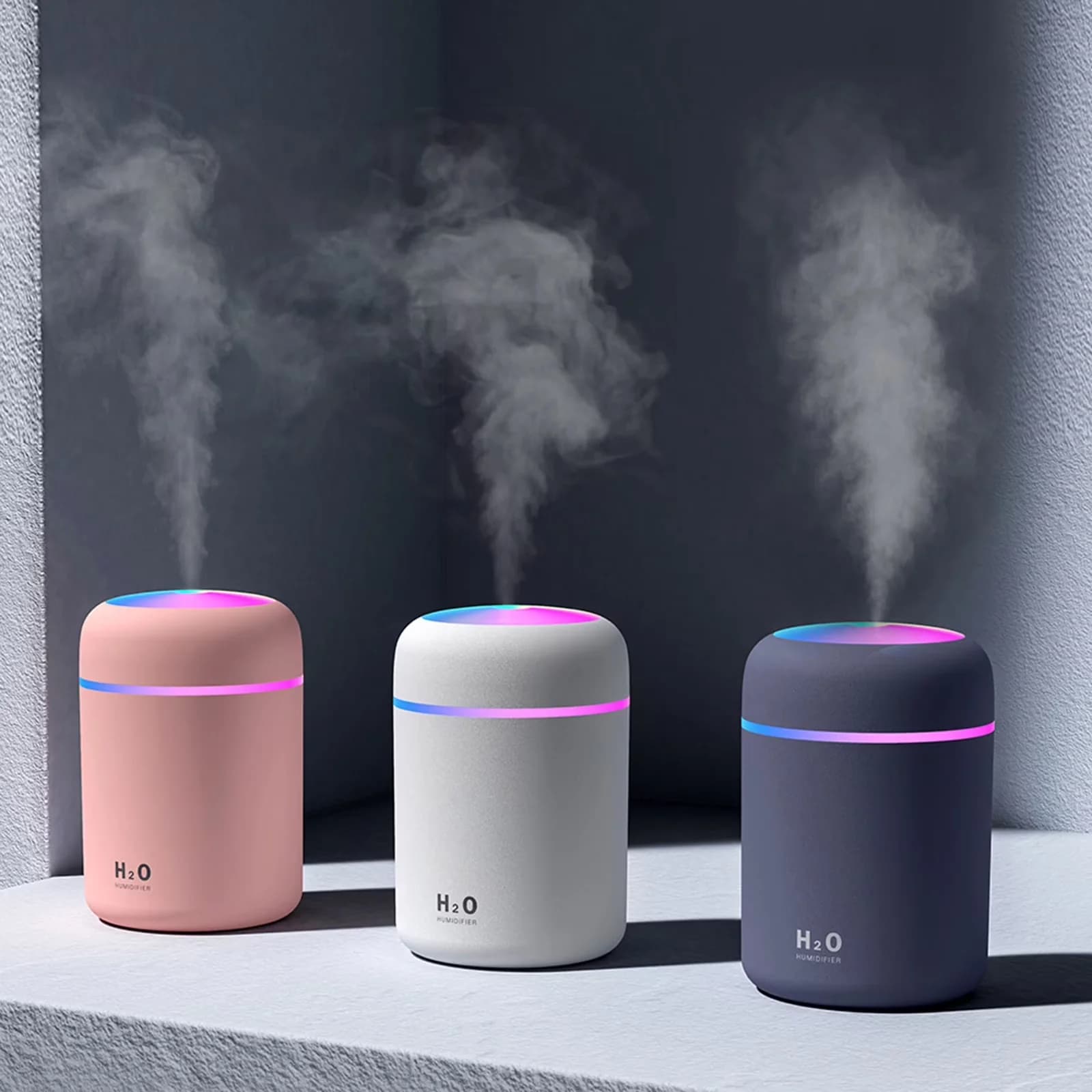 Versatile Humidifier with Automatic Shut-Off, Capacity: 300ml, Color: Black / Pink - Black Model AF7CAE
