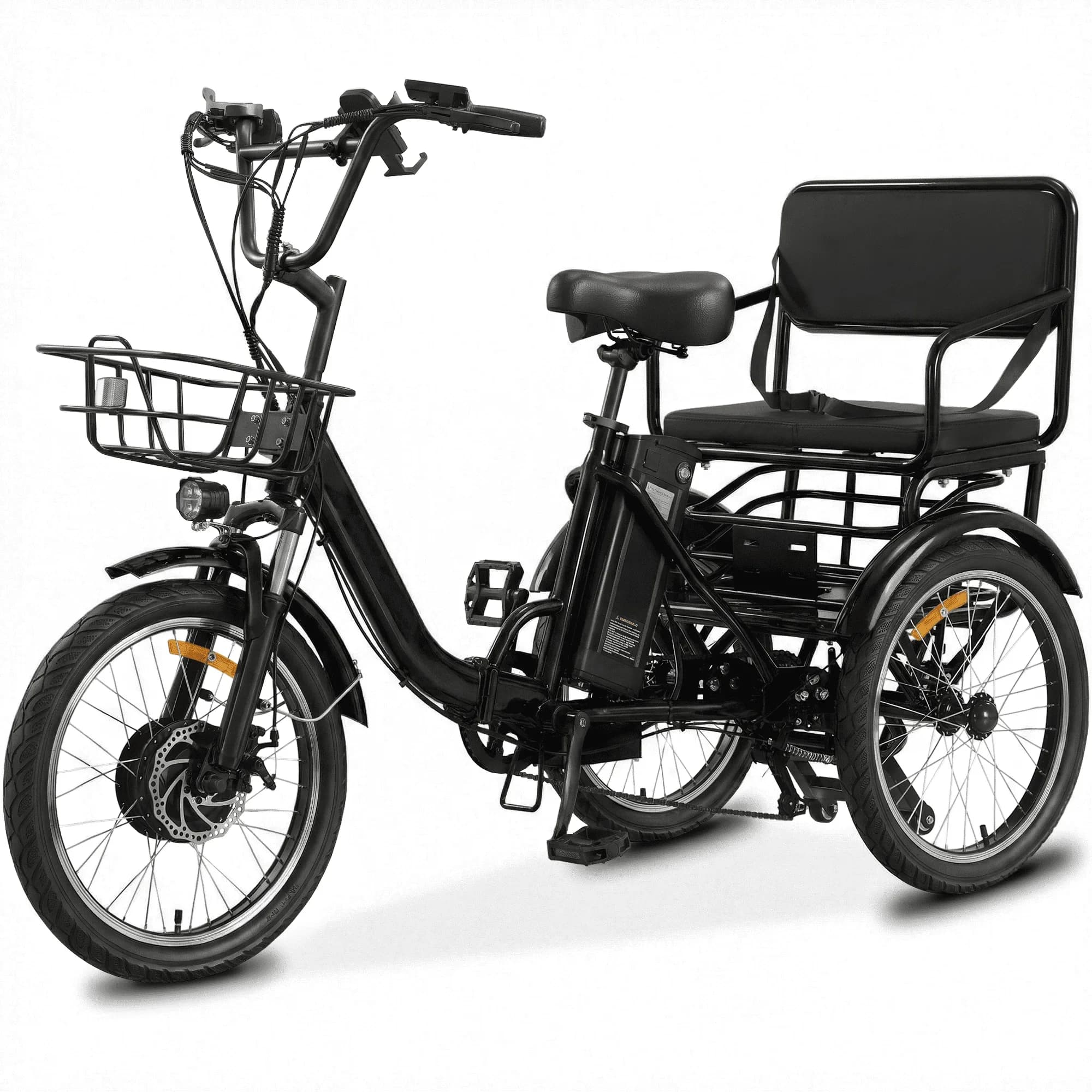 Reliable Electric Bike with Battery, Compact, 2-Seater Tricycle - Black Model 594618