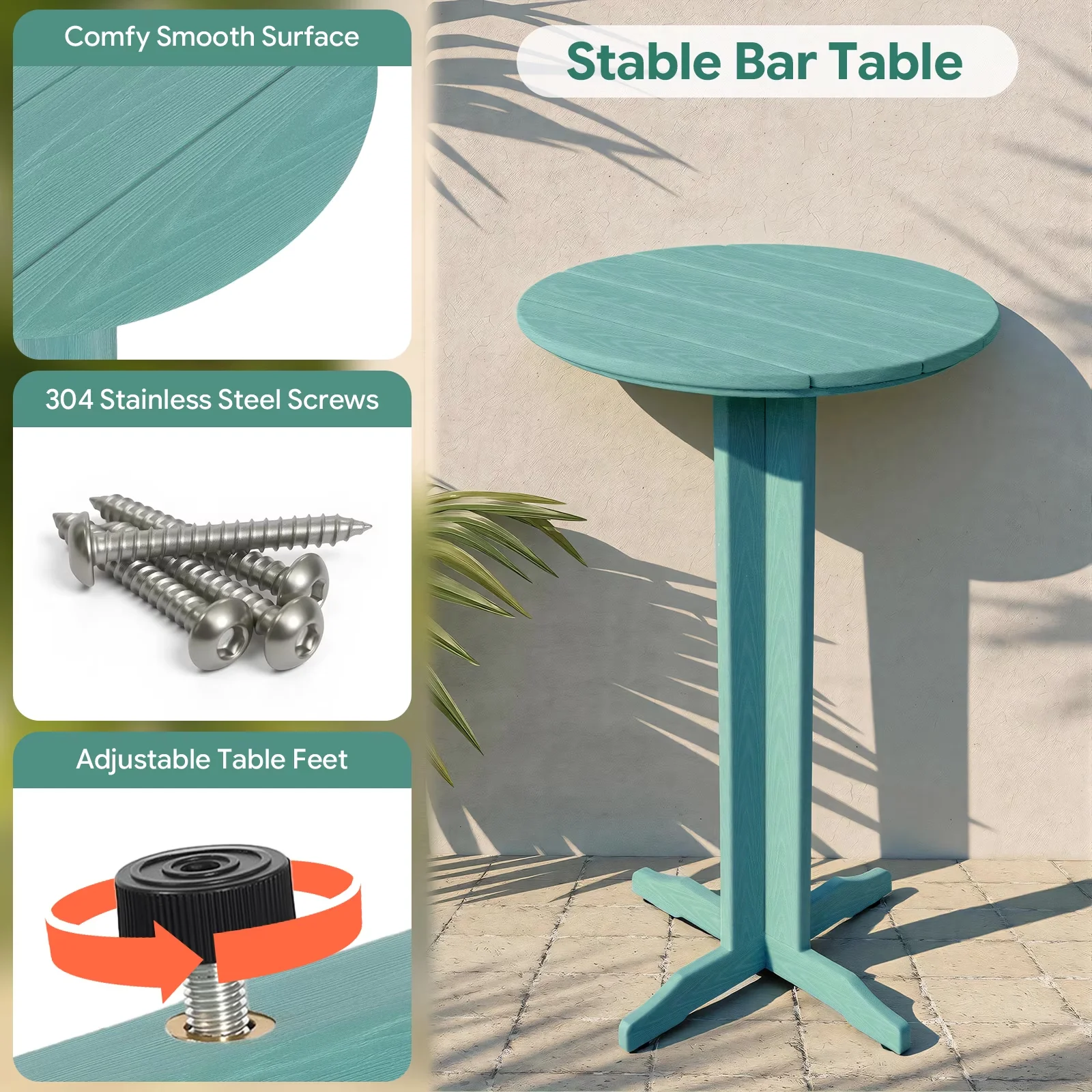 Durable Patio Dining Set with Waterproof, All Weather Bistro, 3 Pcs Outdoor Bar - Blue Model 67D9C5
