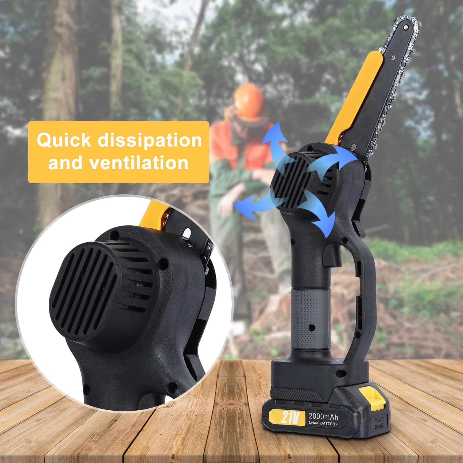 Reliable Pole Saw with Battery, 4.9-7.5ft Adjustable, Cordless Mini Chainsaw - Model 557613
