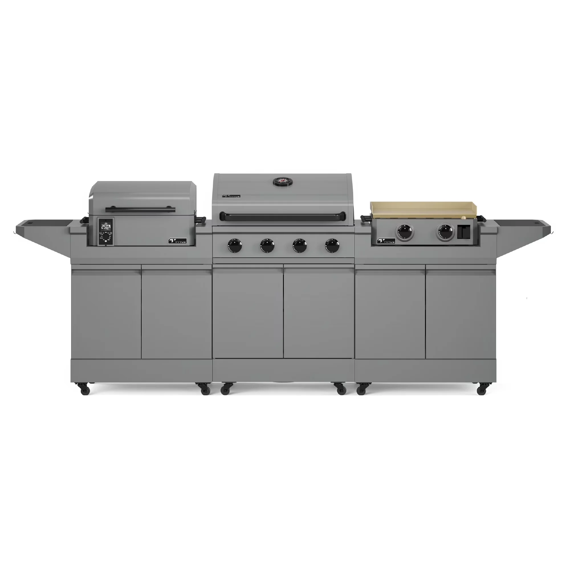 Gas Grill Efficient with Tool Holder, Enclosed Cabinet - Powder Coated Steel Silver Model 36535F