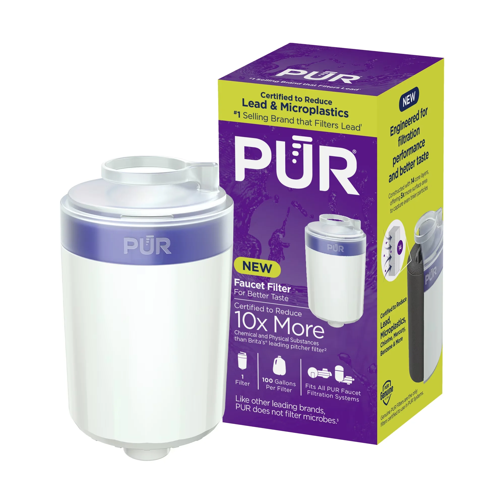 Water Filtration Sleek with 1 Pack - White Plastic RF3375 - Compact and Portable Model B63E76
