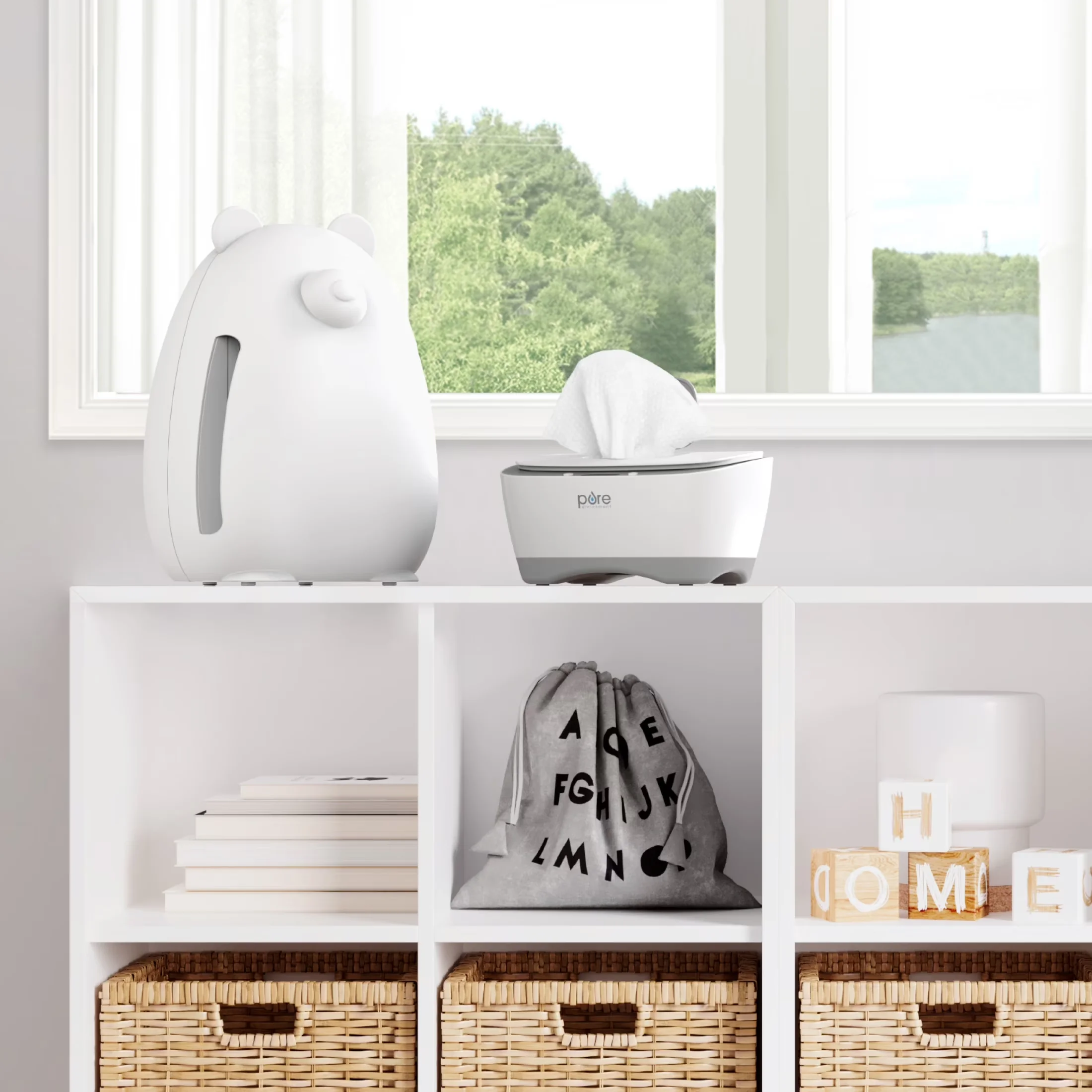 Premium Air Purifier with Variable Speed, Automatic Shut-Off, True HEPA Bear-Shaped - White Model 3E31B1