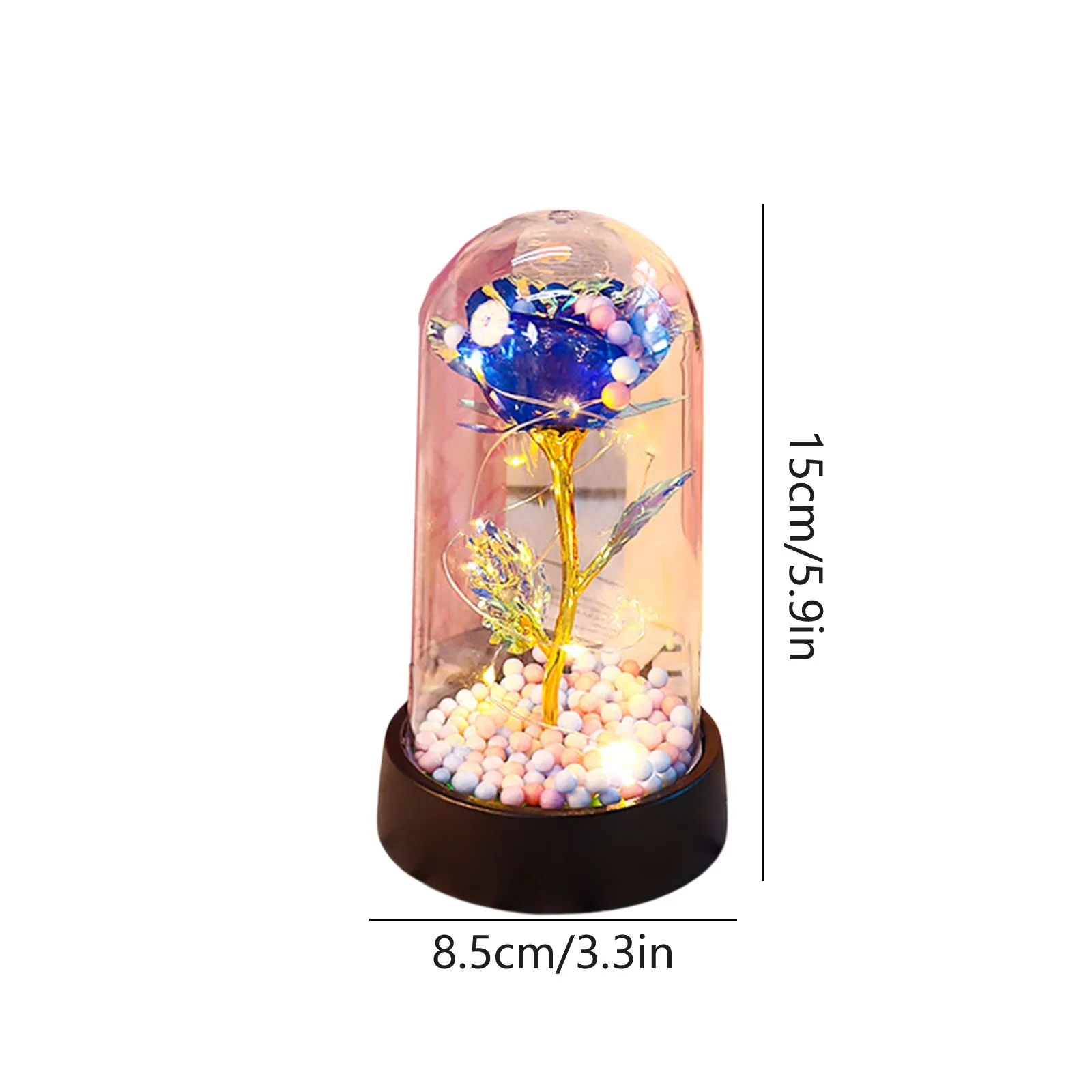 Essential Led Lighting with LED, Lights, Eternal Rose in Glass Dome - Commercial Quality Model EBFE15