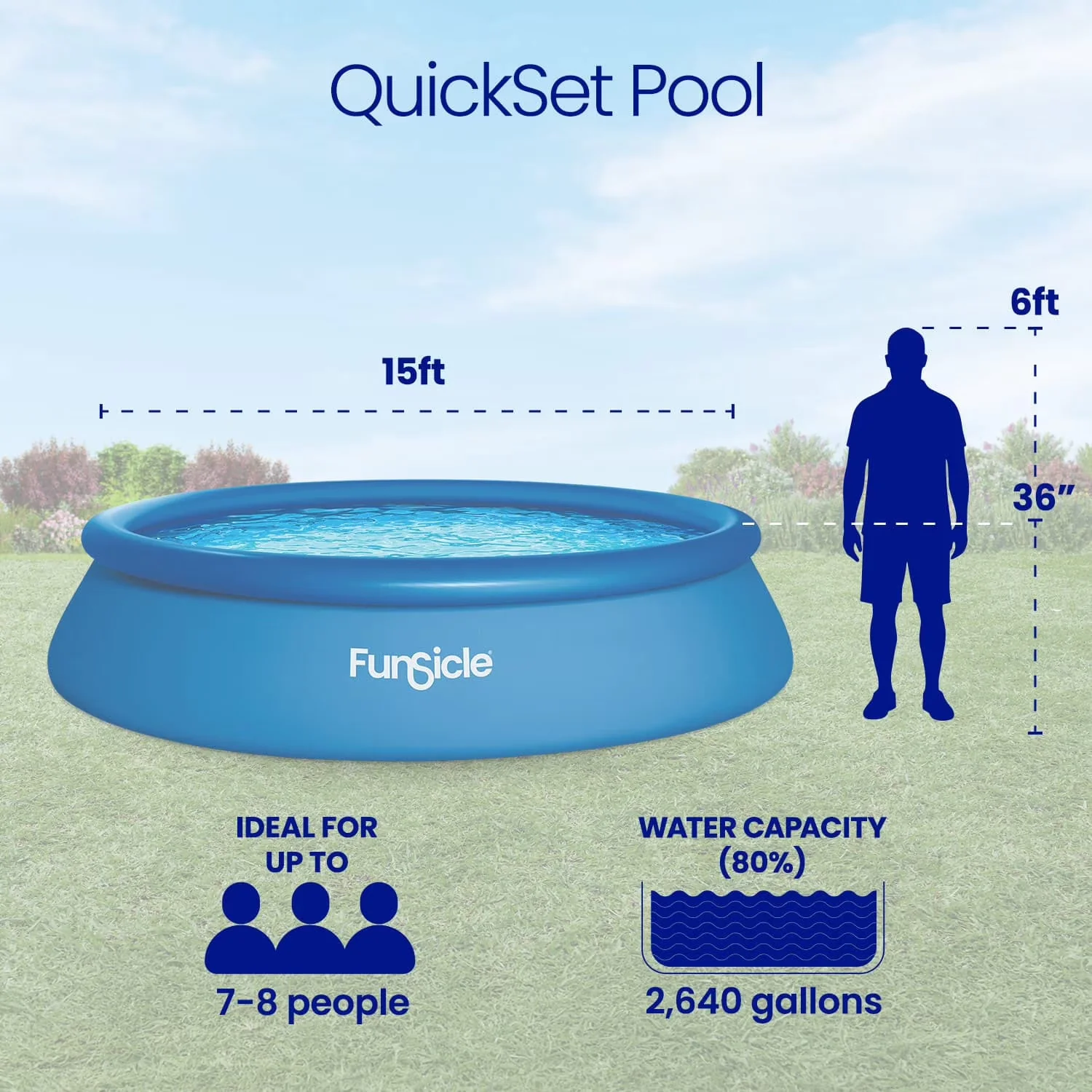 Innovative Inflatable Pool with Puncture Resistant, Top Ring, Blue - Blue Model 26272E