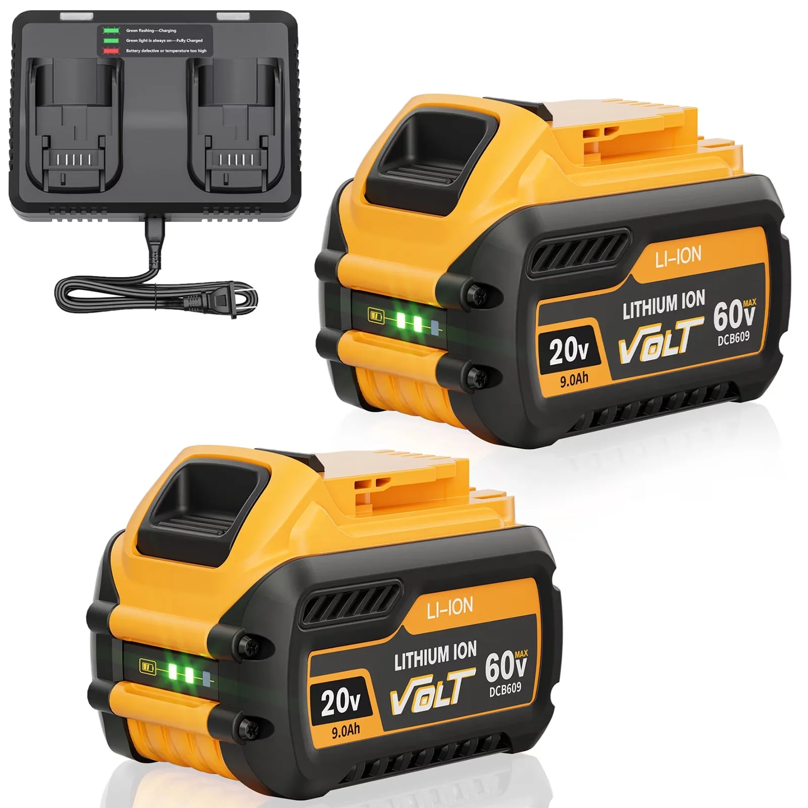 Efficient Power Tool with 20V, 2 Pack 20v/60v 9Ah Battery - DCB606-2 - Standard Series Model 6A0C88