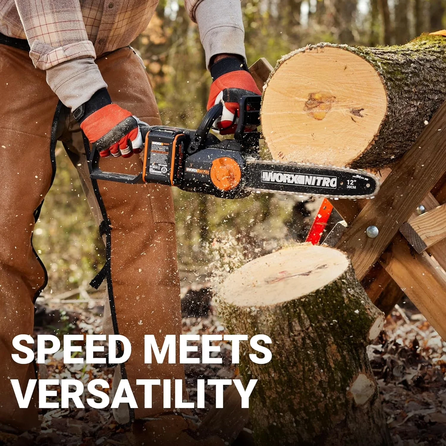 Compact Chainsaw with Battery, 20V, Chain Brake - Black WG350 - Easy to Use Model D0A8A8