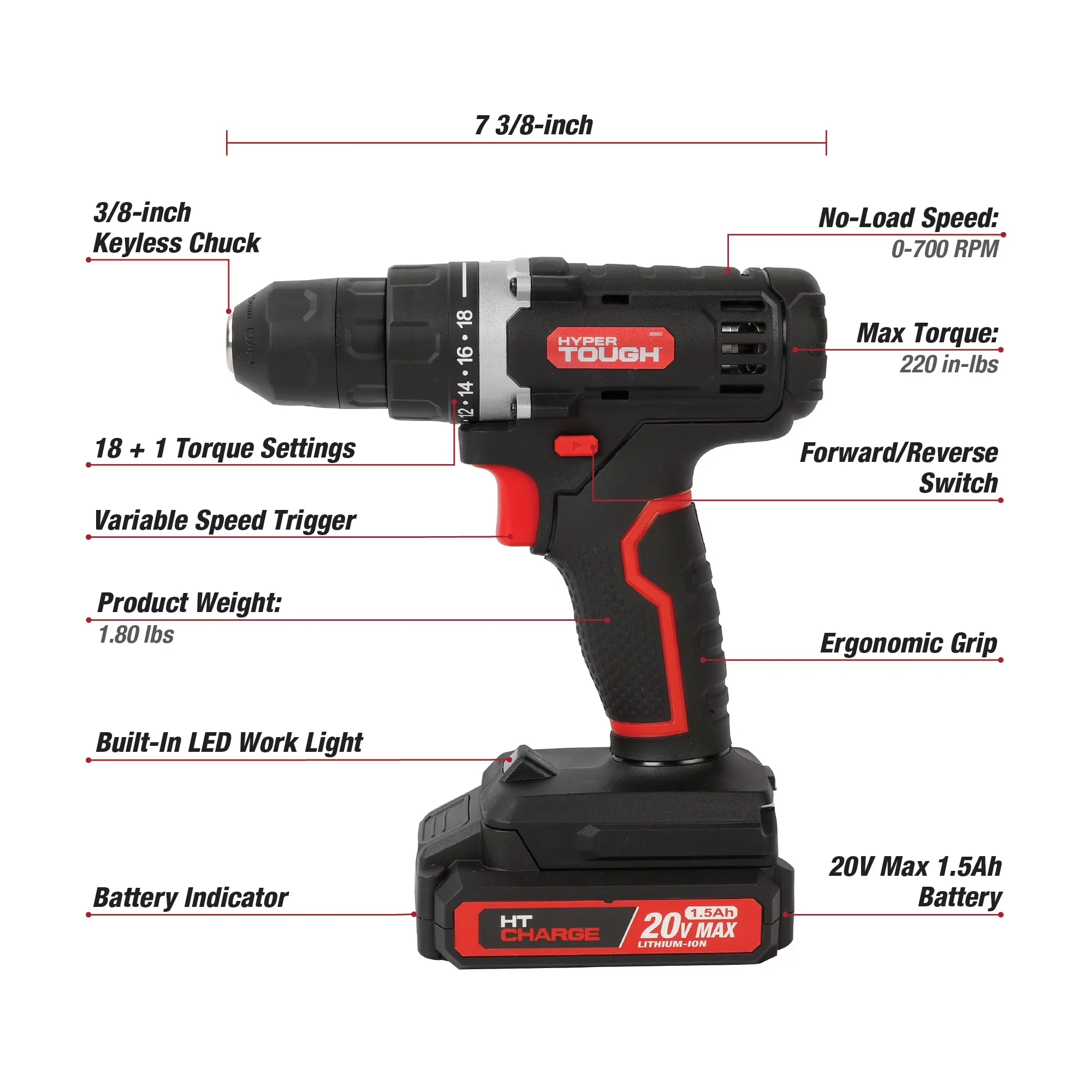 Compact Drills Driver with Battery, 20V, 20V 70-Piece Cordless Drill Project Kit - Model 5E1DBC