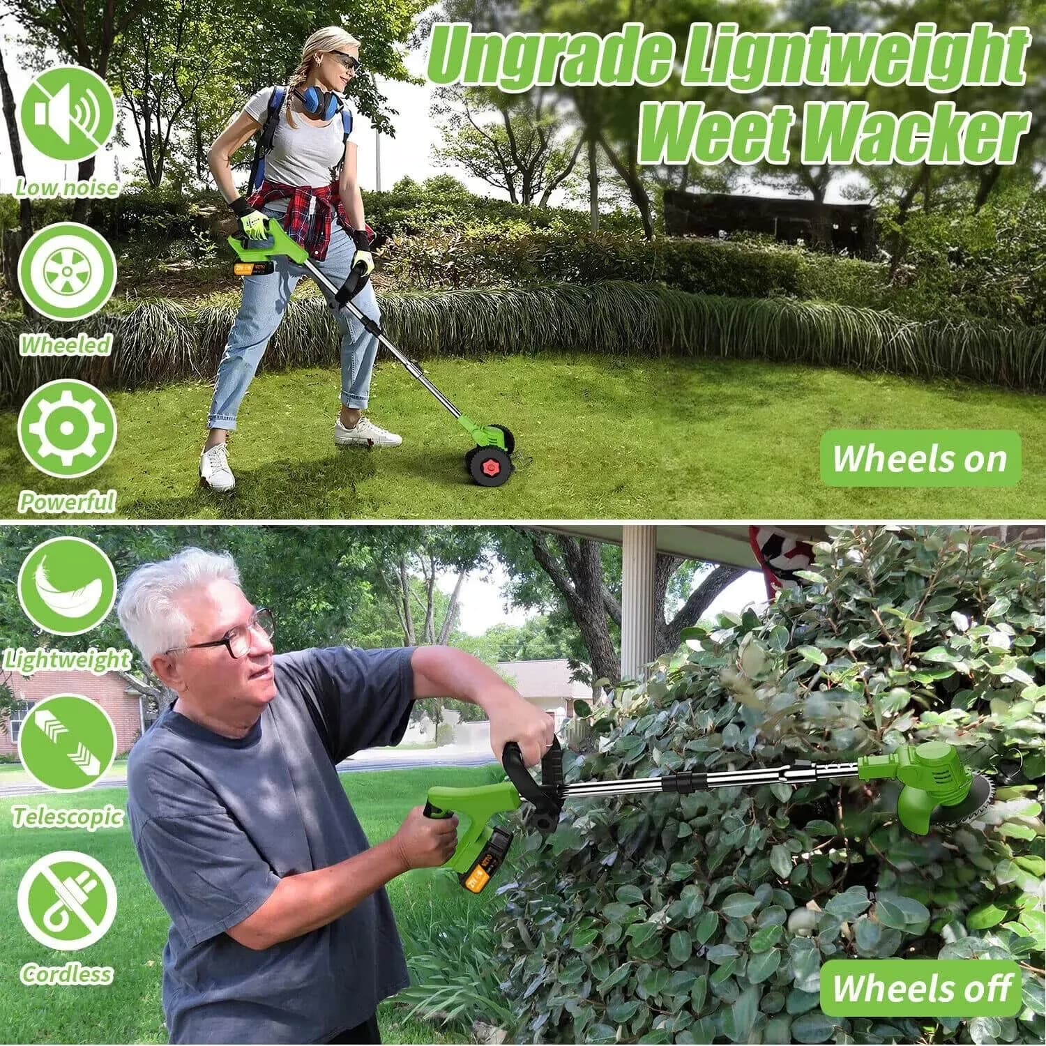 Durable String Trimmer with Battery, 48V, Extendable - Green - Quality Construction Model 174306