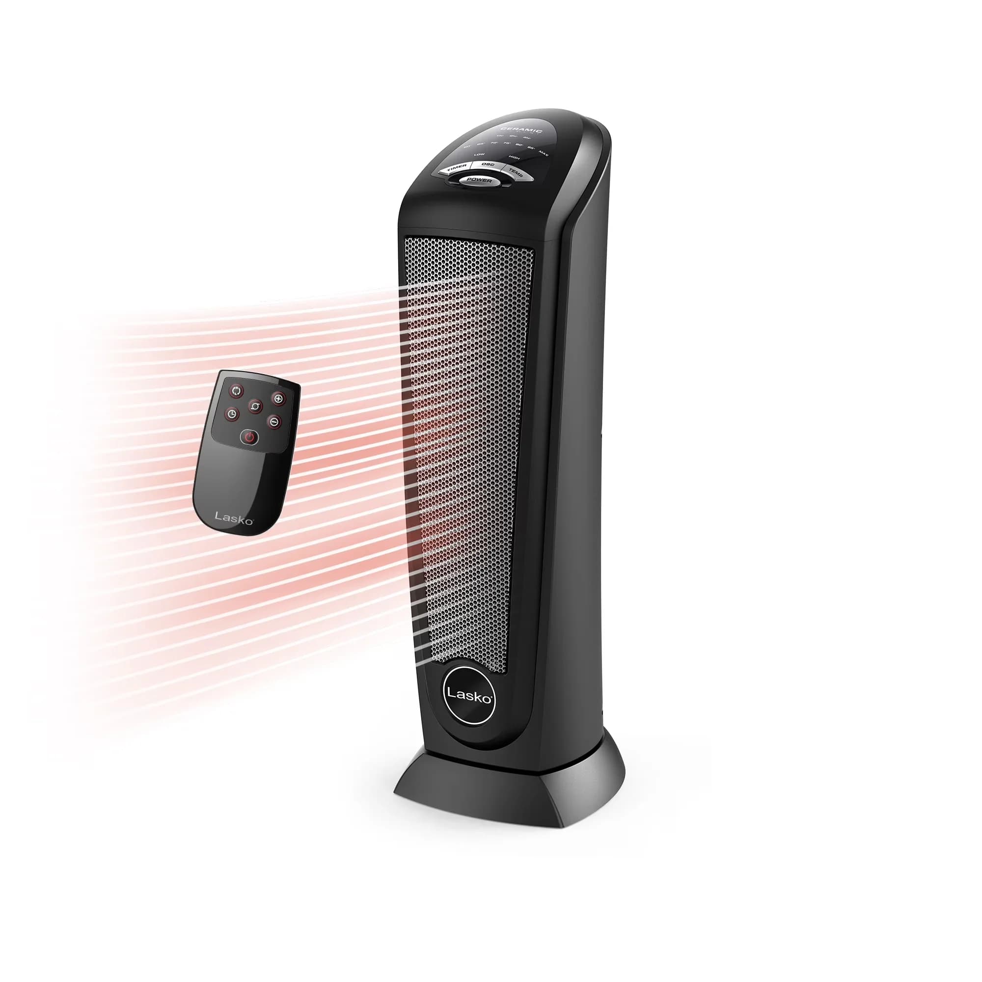 Modern Portable And Electric Space Heater with 1500W, Automatic Shutoff, Oscillating - Black Model D7093C