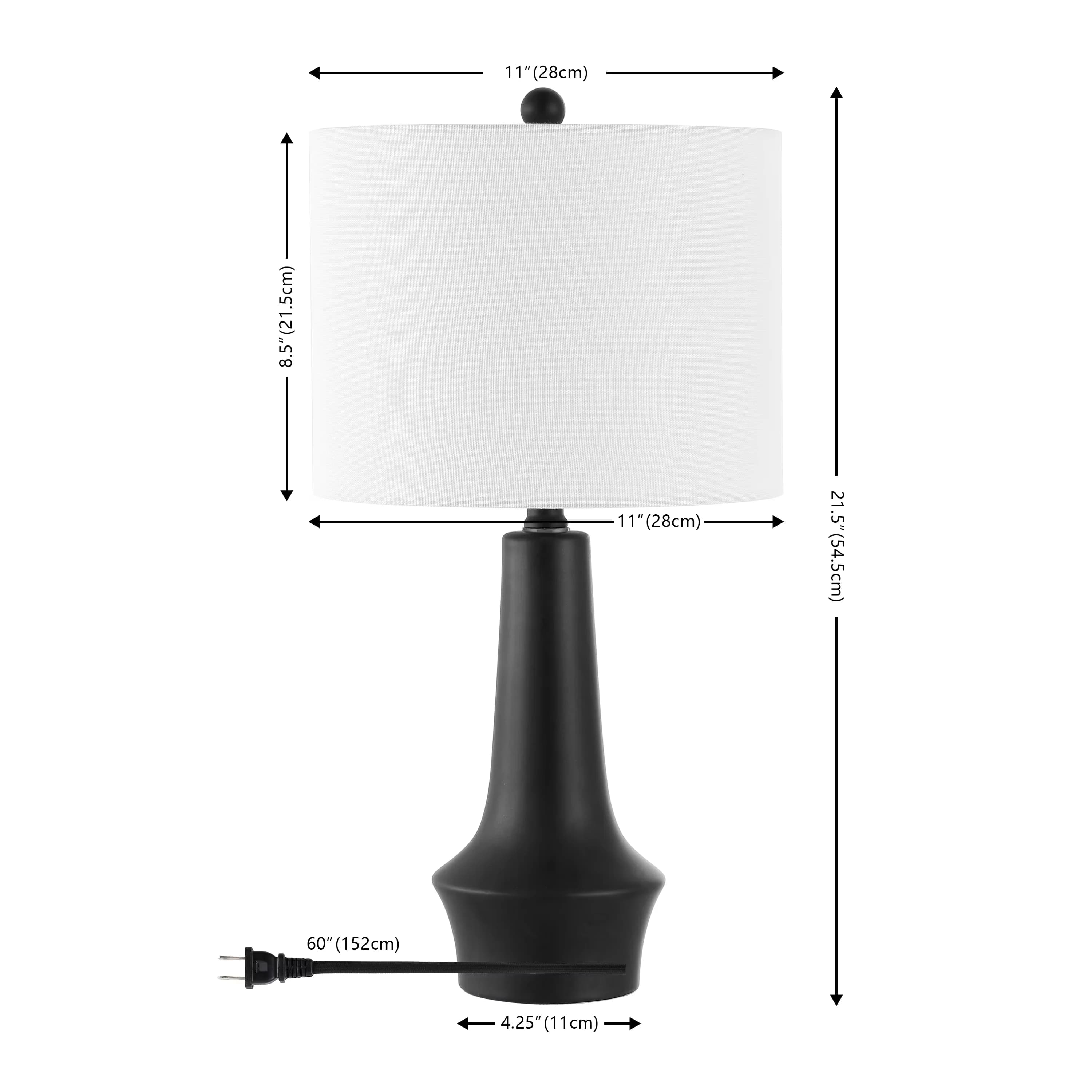 Table Lamp Quality with LED, Modern, Solyn 22 in. Modern Black Ceramic - Ceramic Black Model 3DFFB6