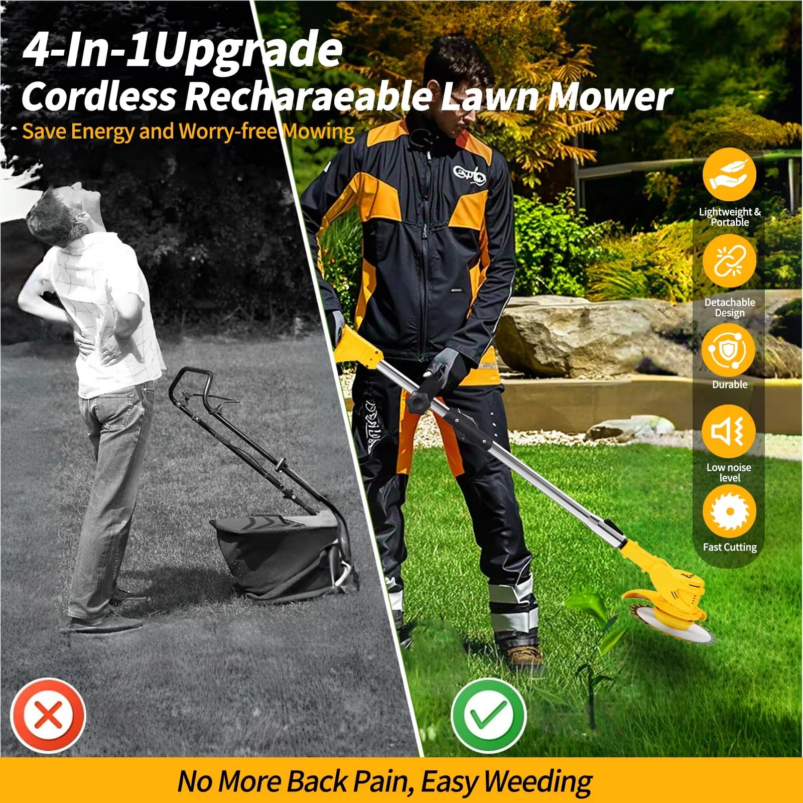 Sleek String Trimmer with Battery, Attachment Capable, Cordless Weed Eater for Garden - Model 8C9F49