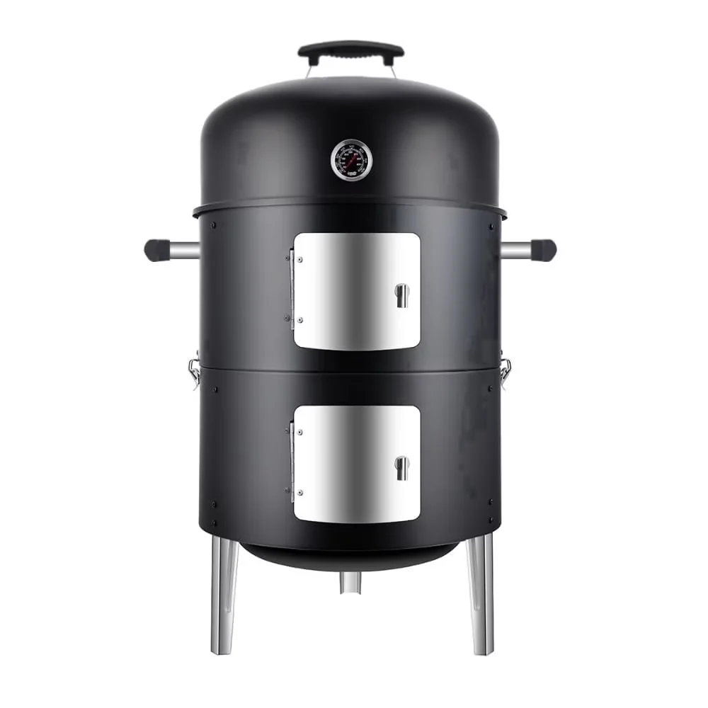Durable Smoker with Digital Temperature Control, Locking Lid, 3-in-1 Charcoal Grill - Steel Model CCD556