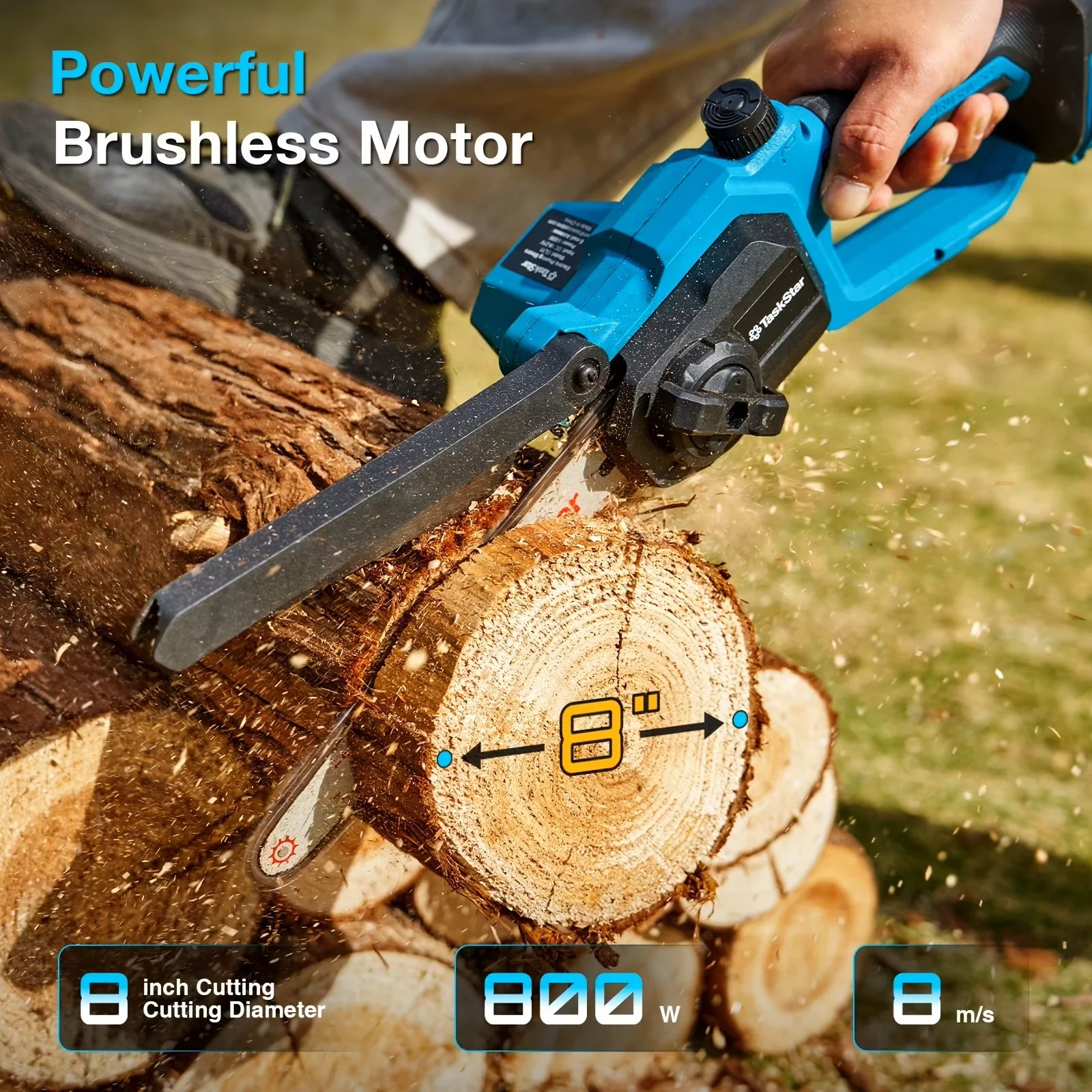 Pole Saw Quality with Battery, Telescoping, 2-in-1 Cordless 8" Mini Chainsaw - White Model 3B77FE