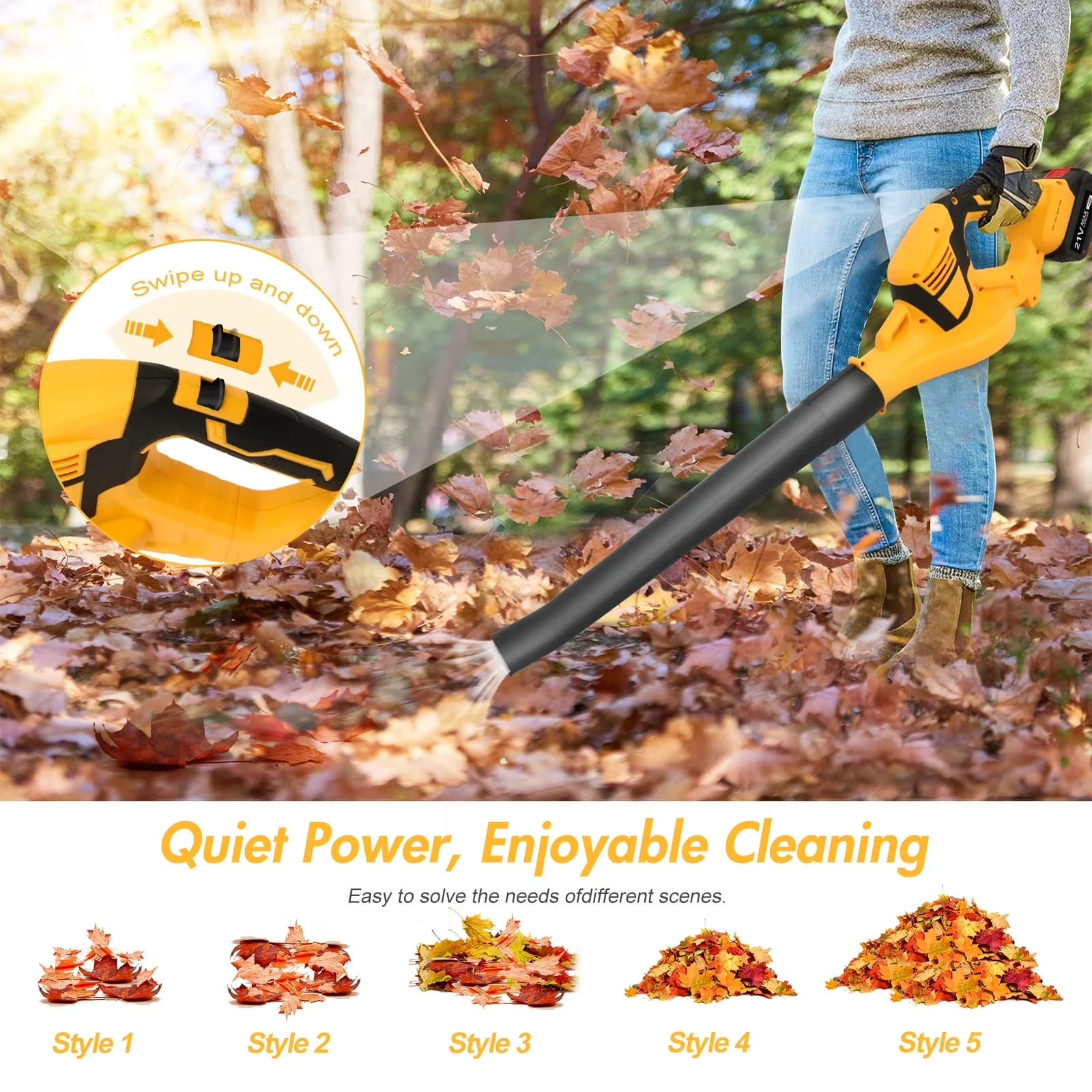 Leaf Blower Professional with Battery, 21V, Rated Power: 800W - Standard Series Model 38E2BE