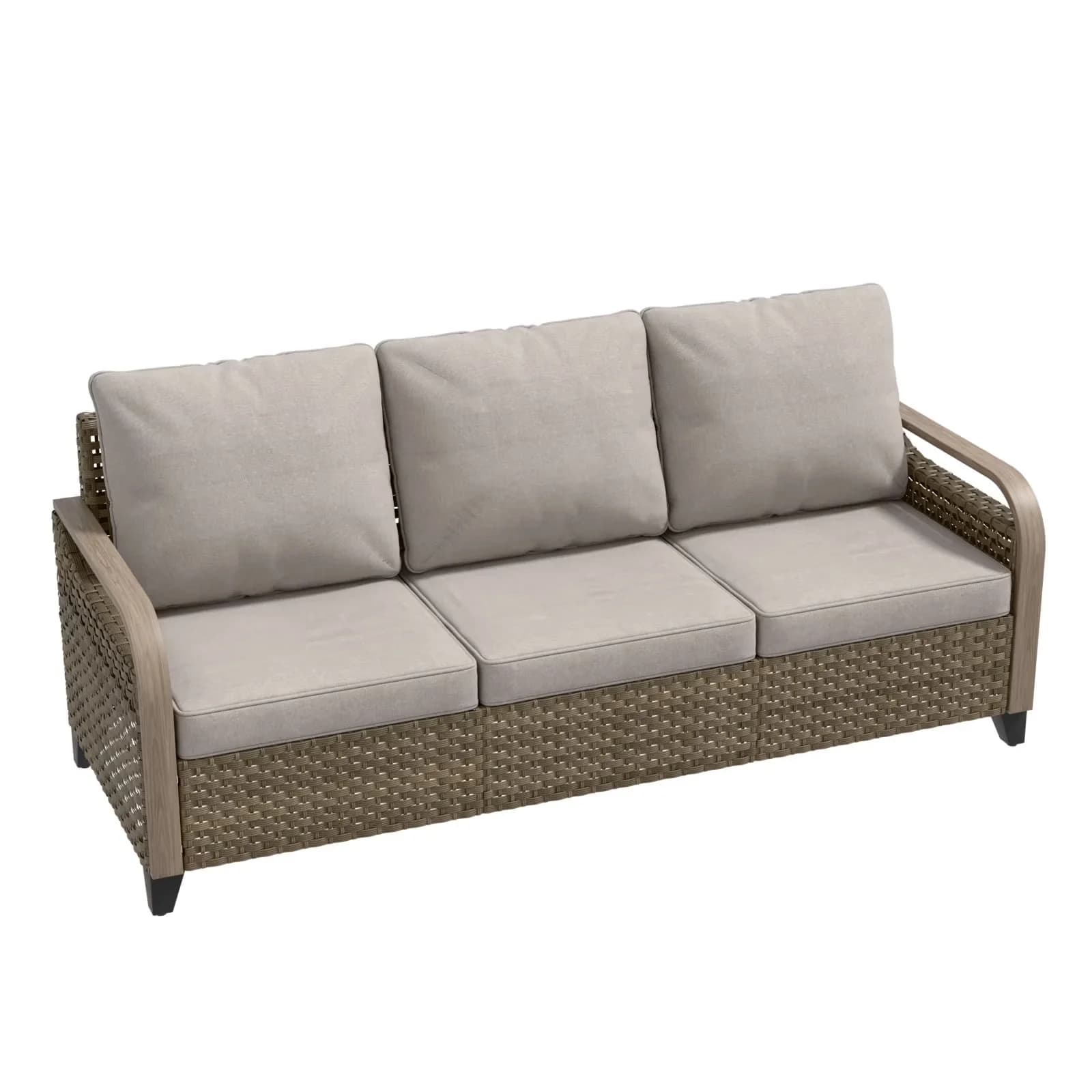 Classic Outdoor Sofas Sectional with Weather-Resistant, Rust Resistant, Modern - Brown Steel,Wicker Model 87259D