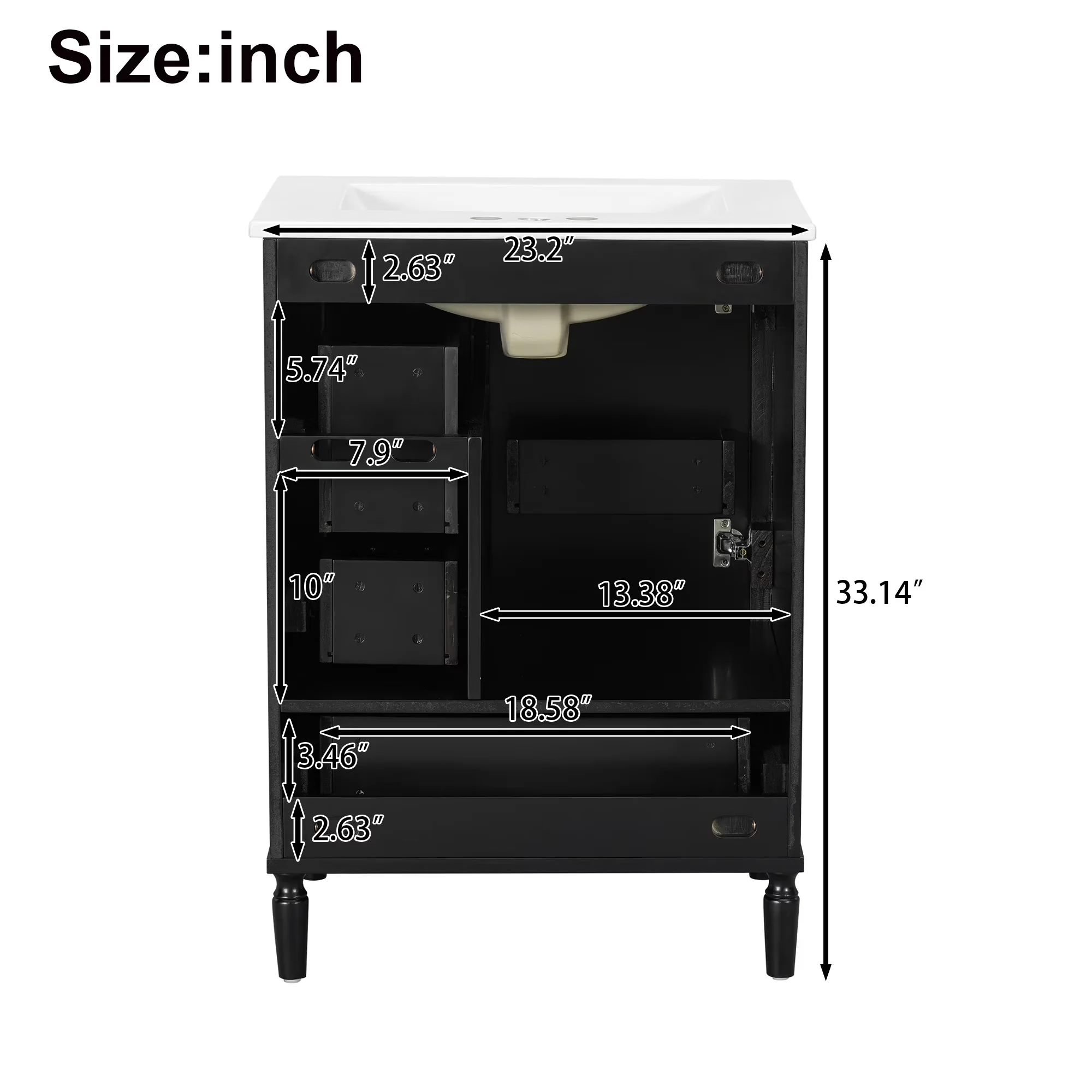 Reliable Bathroom Renovation with 3 Drawers, 24 inch Vanity, Free-Standing Single Storage Cabinet - Model F13143