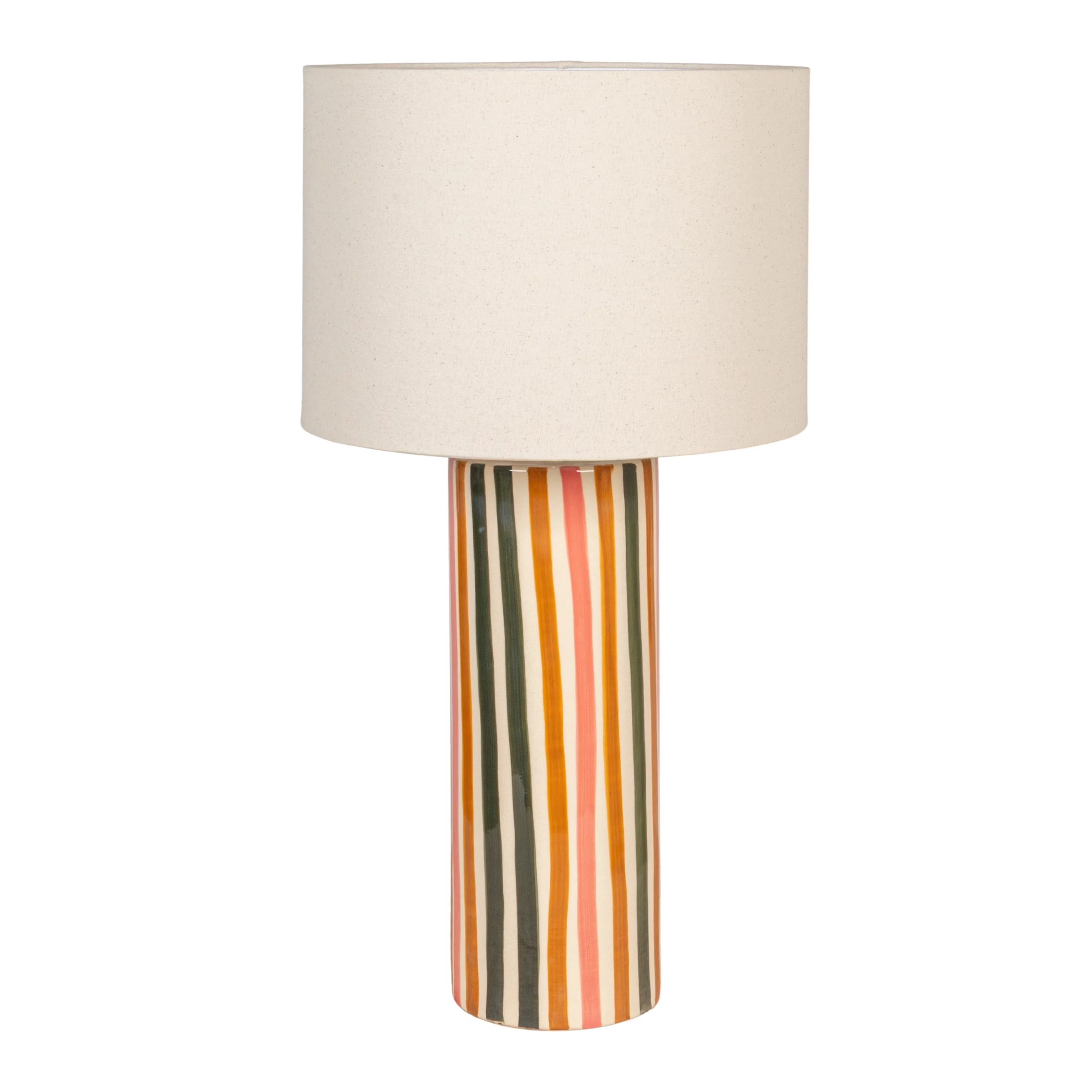 Durable Lamp with Bedside Lamps, Traditional, Multicolor Stripe Stoneware Table - Multicolor Stoneware Model A6ED67