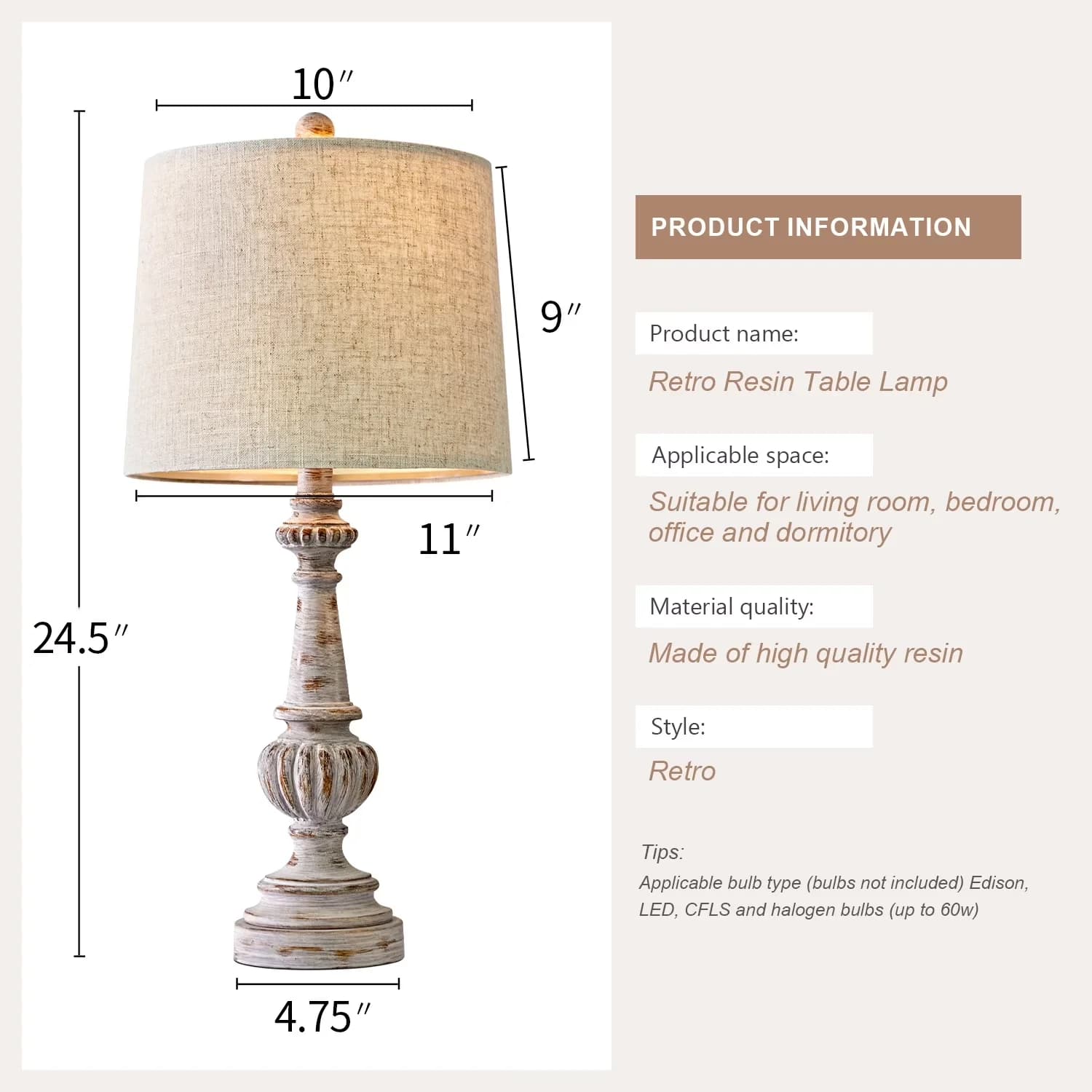 Lamp Reliable with LED, Rustic/Lodge, Eco Friendly - Gray Resin - Premium Collection Model 2D58FF
