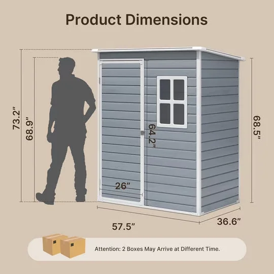 Stylish Shed with Waterproof, Uv Resistant, Lockable Door - Plastic Gray Model 13C603