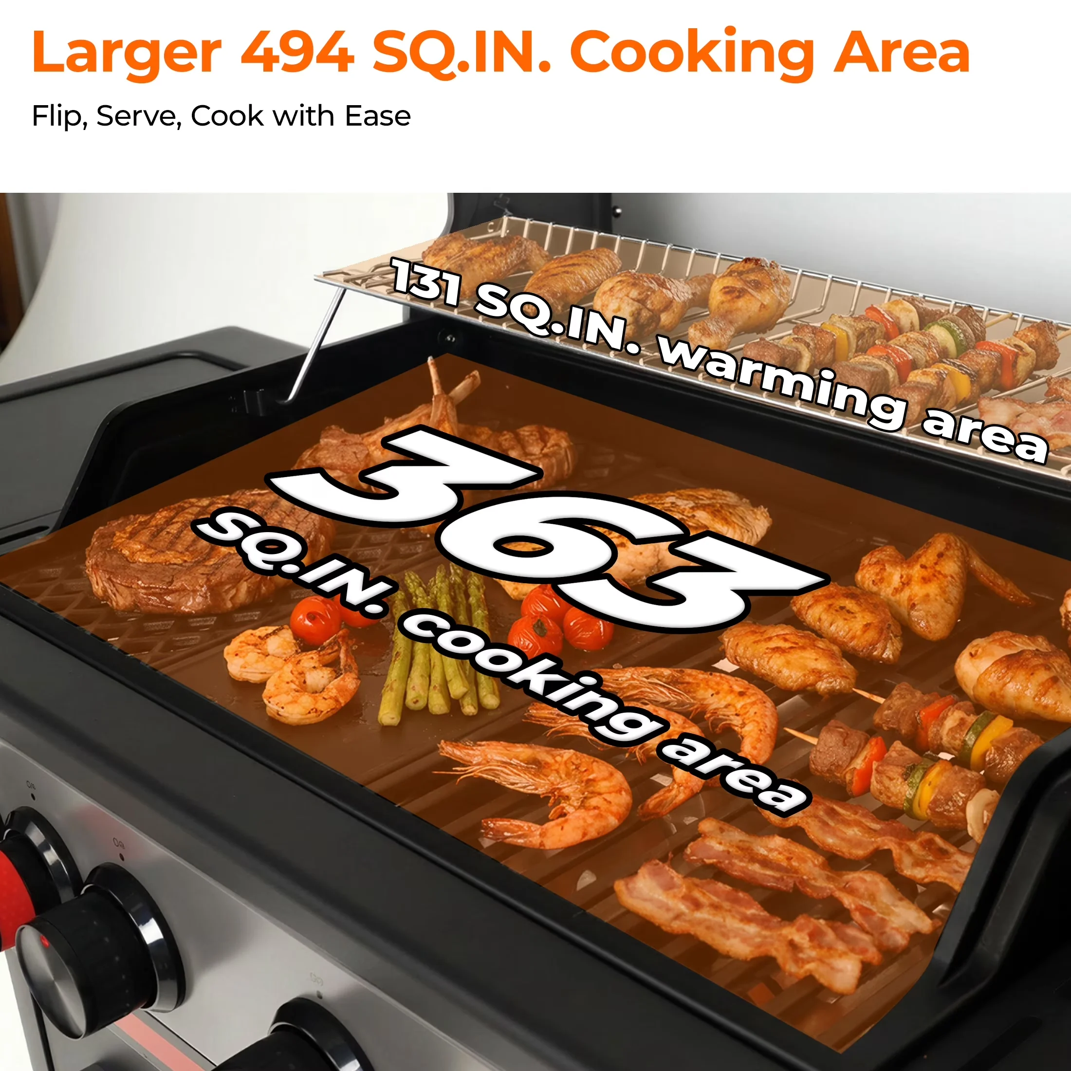 Versatile Flat Top Grill with 40000 BTU, Portable, Storage Rack - Steel Model 077A5E