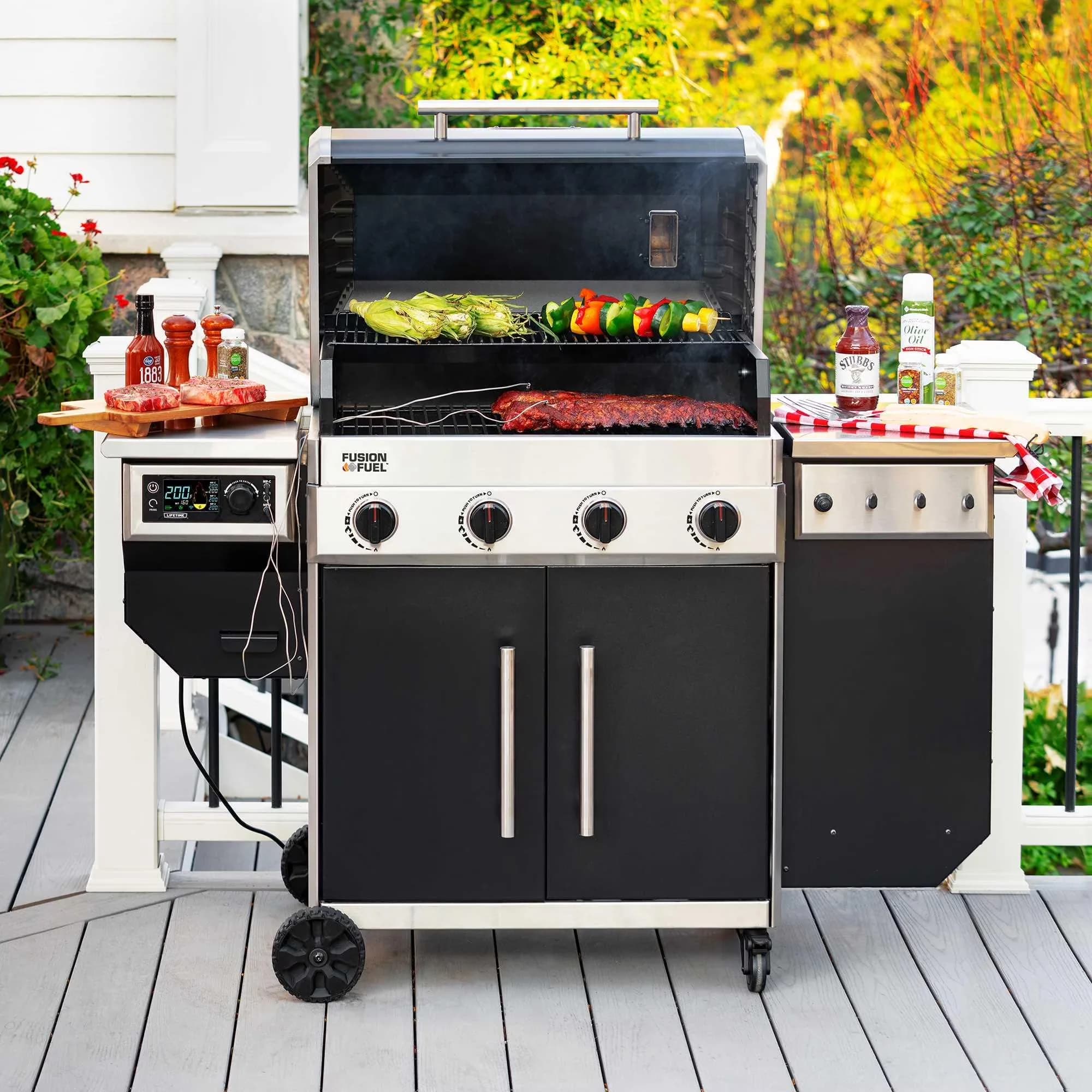Efficient Combo Grill with Grease Pan, Rust Resistant - Stainless Steel Model 2F4A19