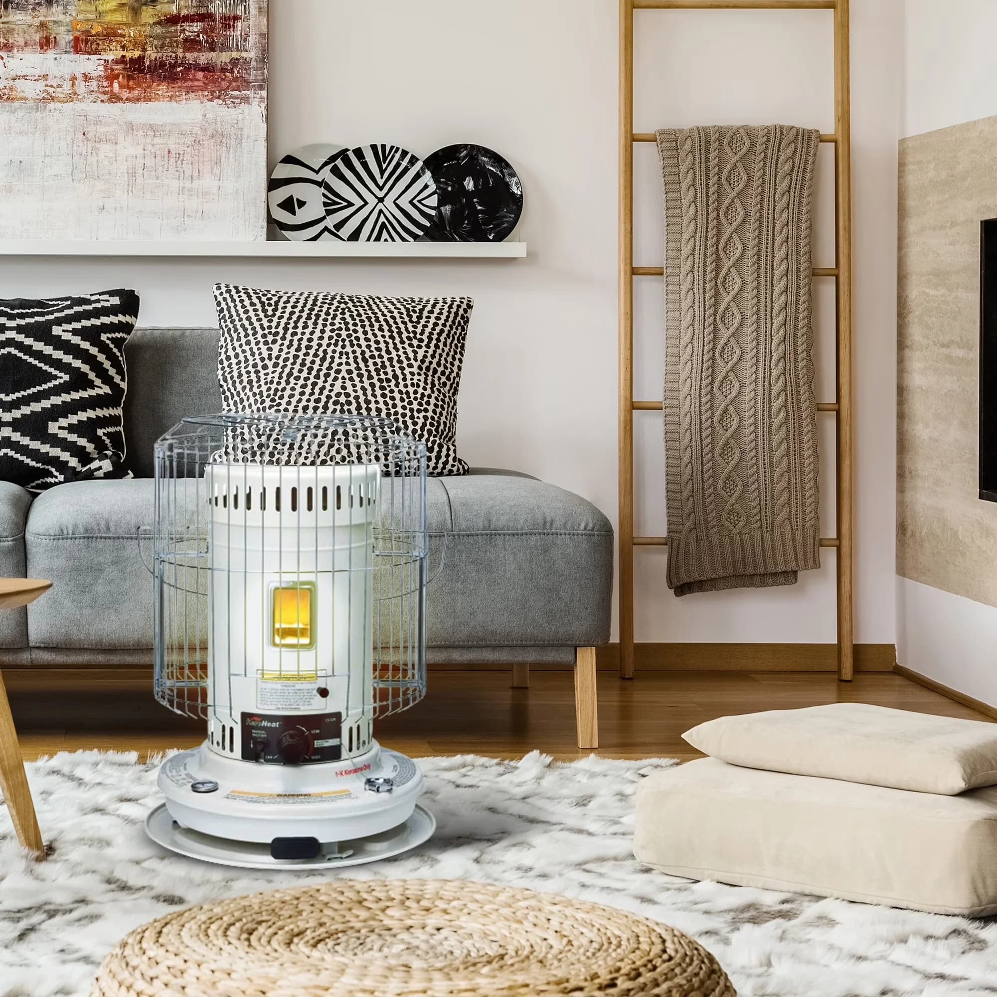 Portable And Electric Space Heater Quality with Battery, 23500 BTU - White Model 5B19B1