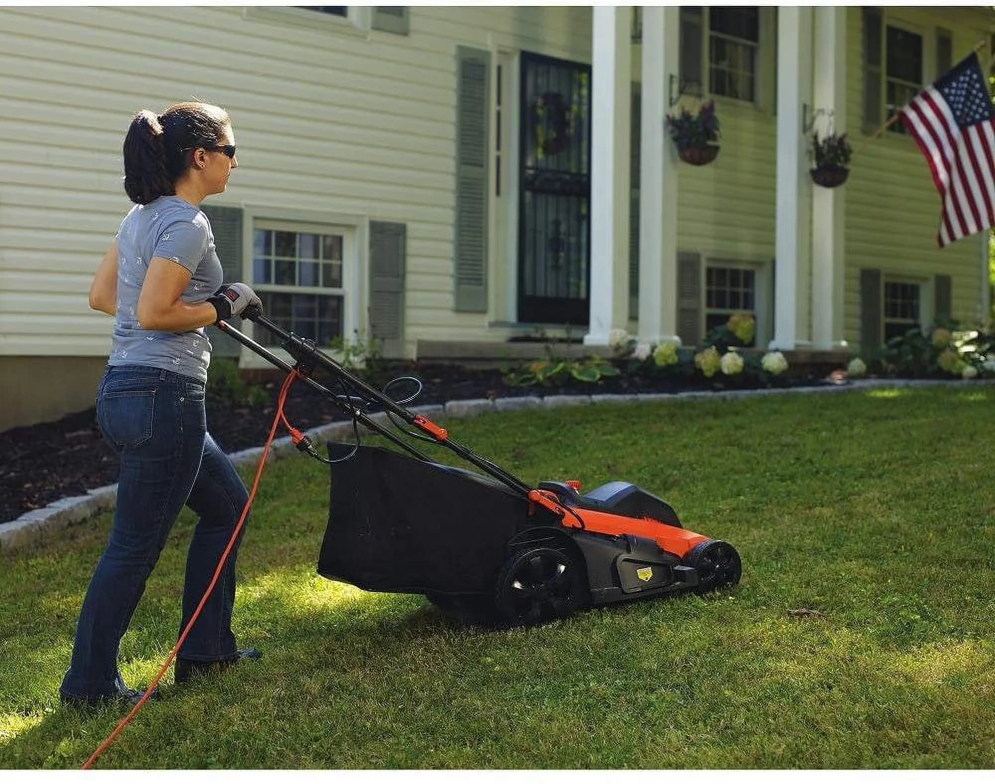Push Mower Compact with Adjustable Cutting Height, 20-Inch, 13 Amp Corded - Black Model C9E7EA