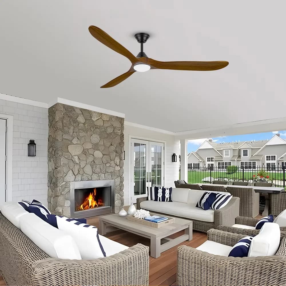 Sleek Ceiling Fan with LED, Eco Friendly, Color Changing - Acrylic Brown Model E038AA