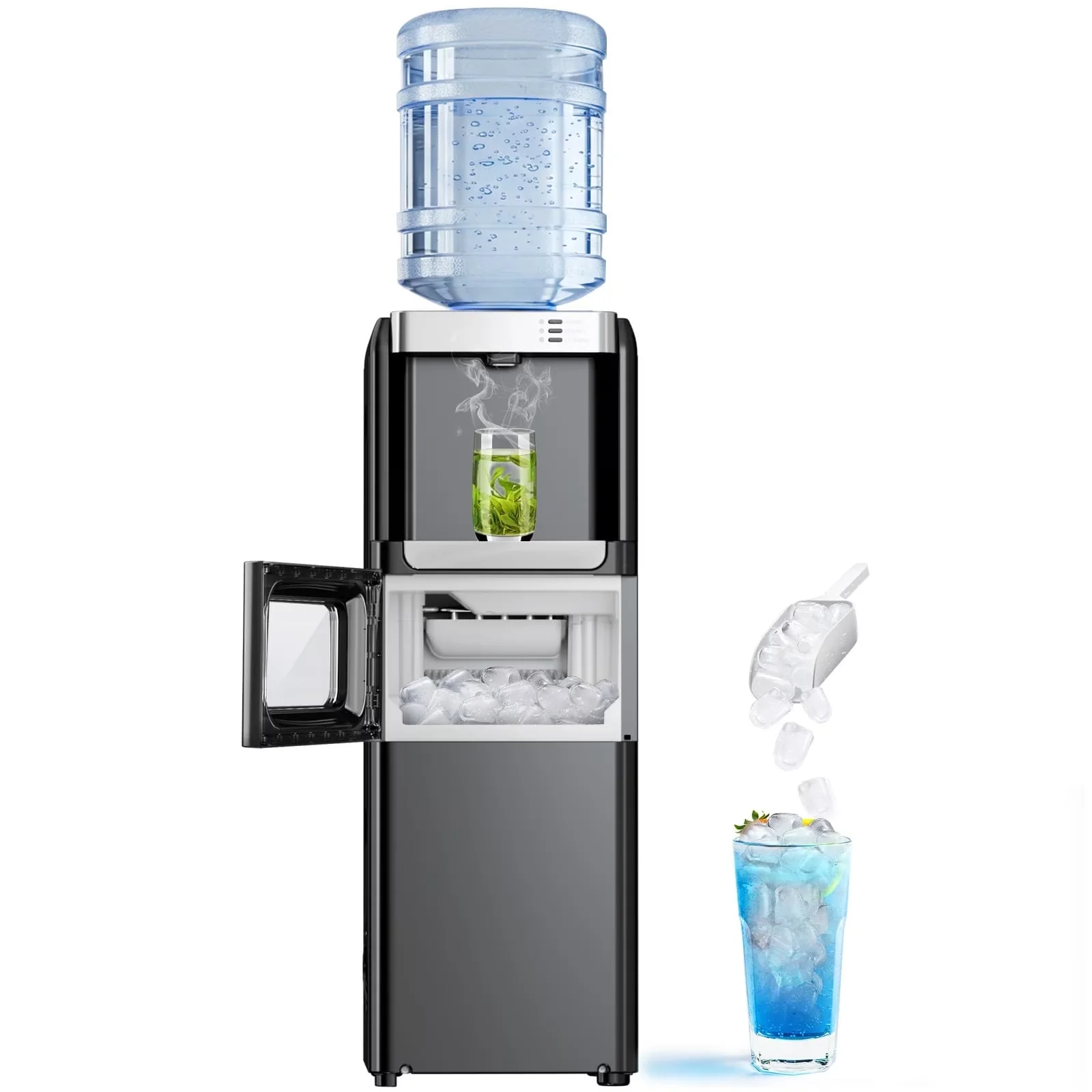 Water Filtration Stylish with Child Safely Lock, 2-5 Gallon Dispenser & 6-Min Ice Maker - Bpa-Free for Home, Office Model 3B9397
