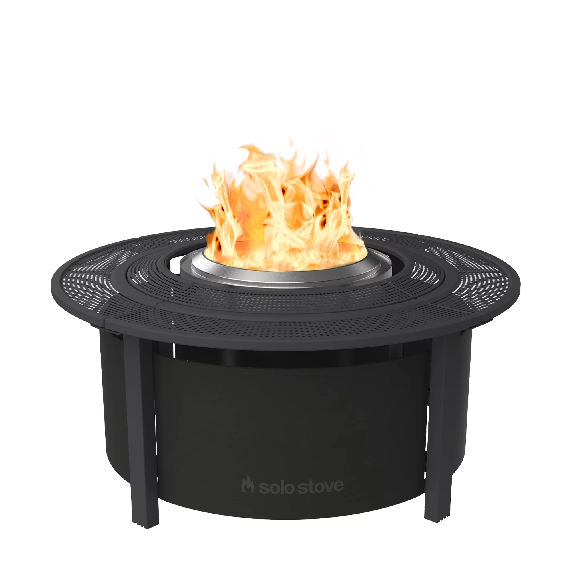 Efficient Outdoor Heating with Portable, Fire Pit Surround Tabletop - Powder-Coated Steel And Uv-Resistant 600D Polyester Black for... Model 06872F