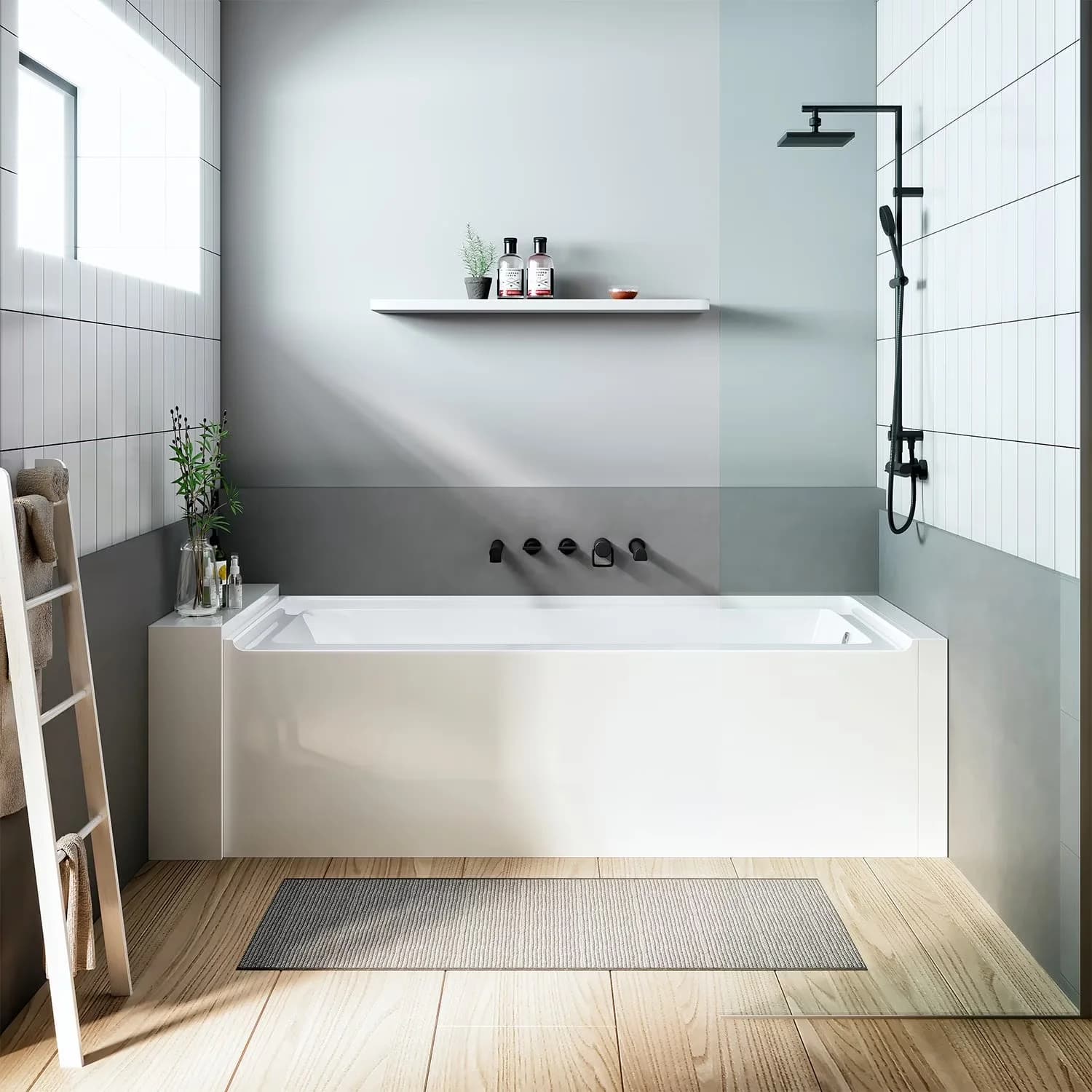 Compact Bathroom Renovation with Nova Alcove 60 in. Acrylic Bathtub, Left-hand drain - White Acrylic Model 9BA70C