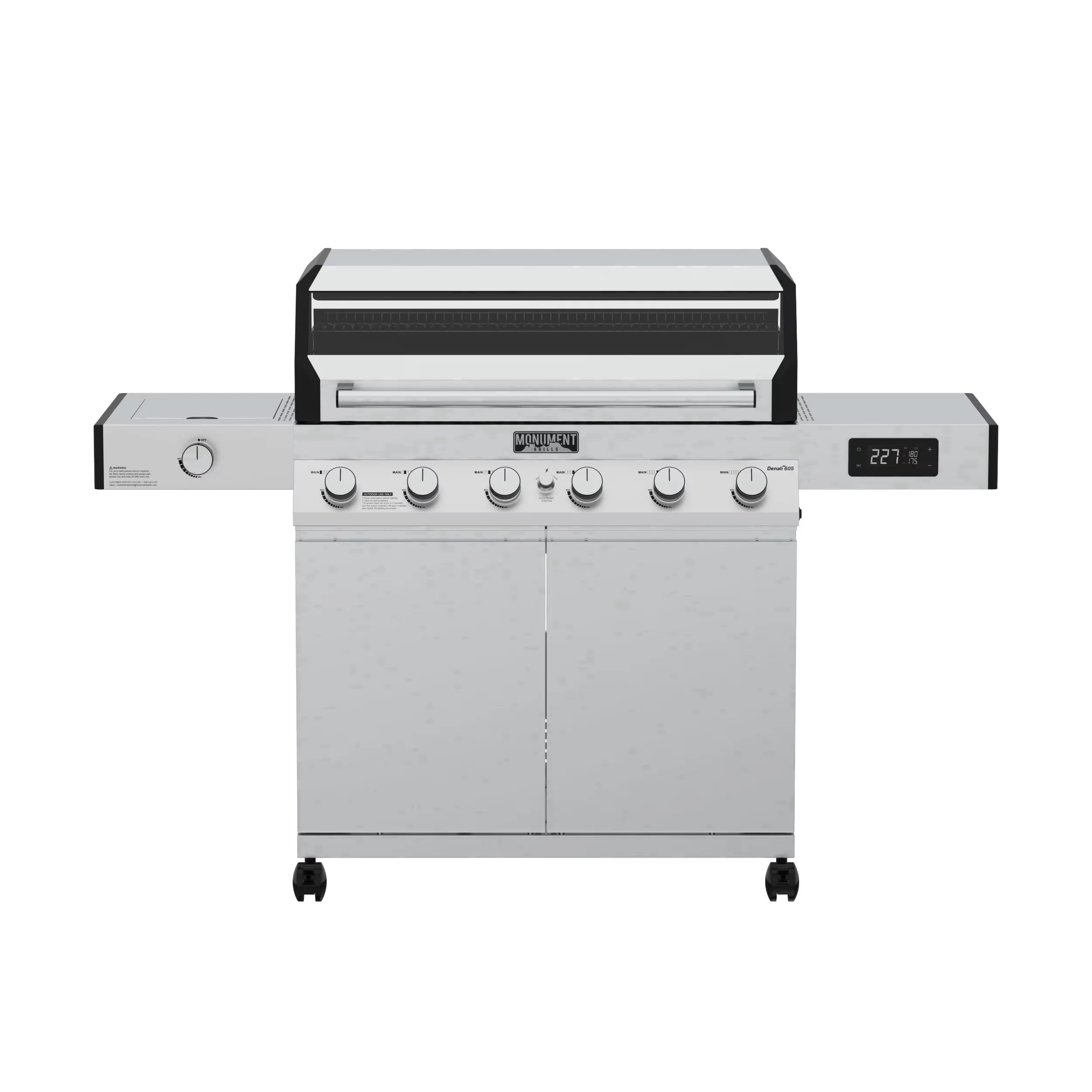 Gas Grill Modern with LED, Grease Pan, Enclosed Cabinet - Stainless Steel Multicolor Model 7B804F