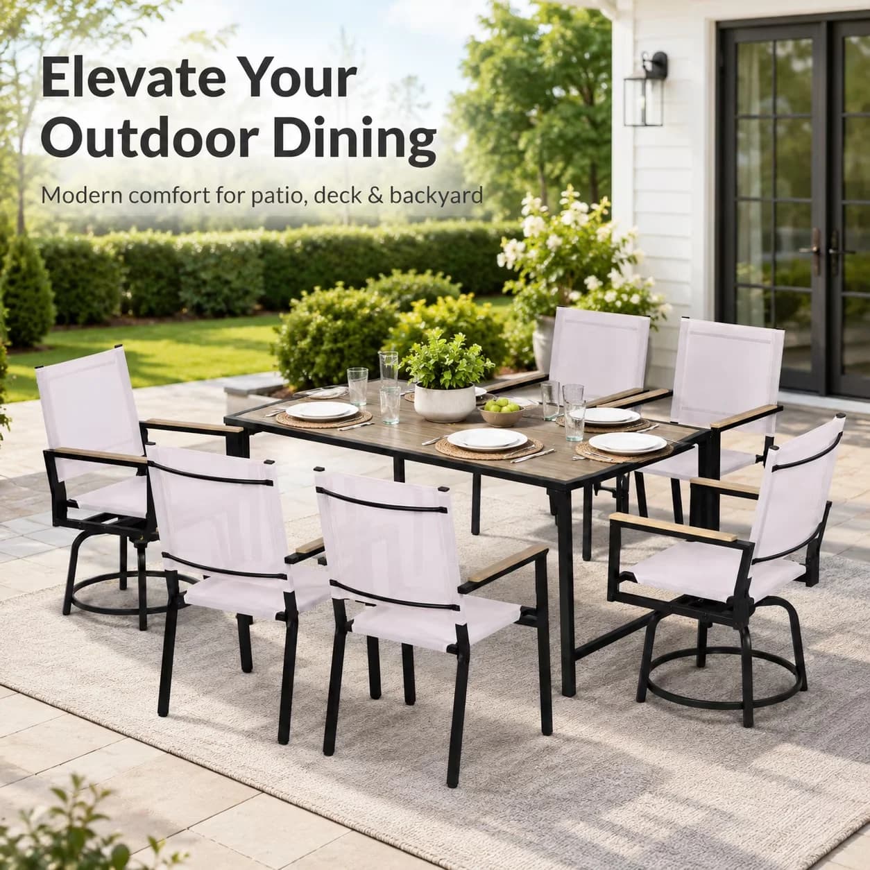 Classic Patio Conversation Set with Weatherproof, Dining Furniture - Textilene Beige Model DE34C2